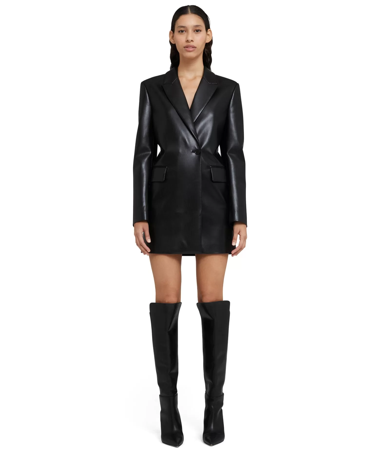 Donna MSGM Abito Blazer A Portafoglio In Eco-Nappa Con Dettaglio Apertura Sul Retro