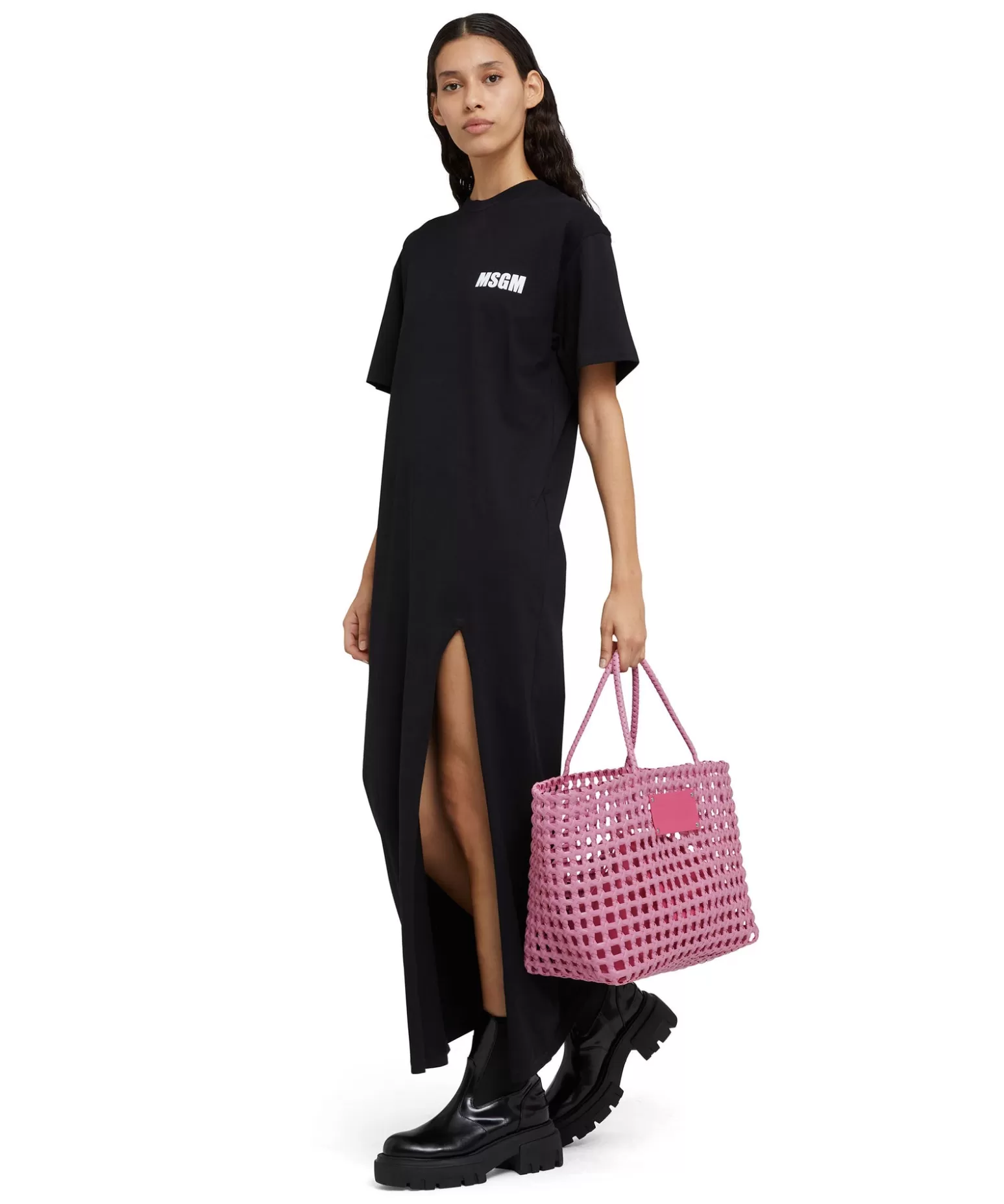 Donna MSGM Basket Net Bag Con Mini Pouch Corredata In Ecopelle