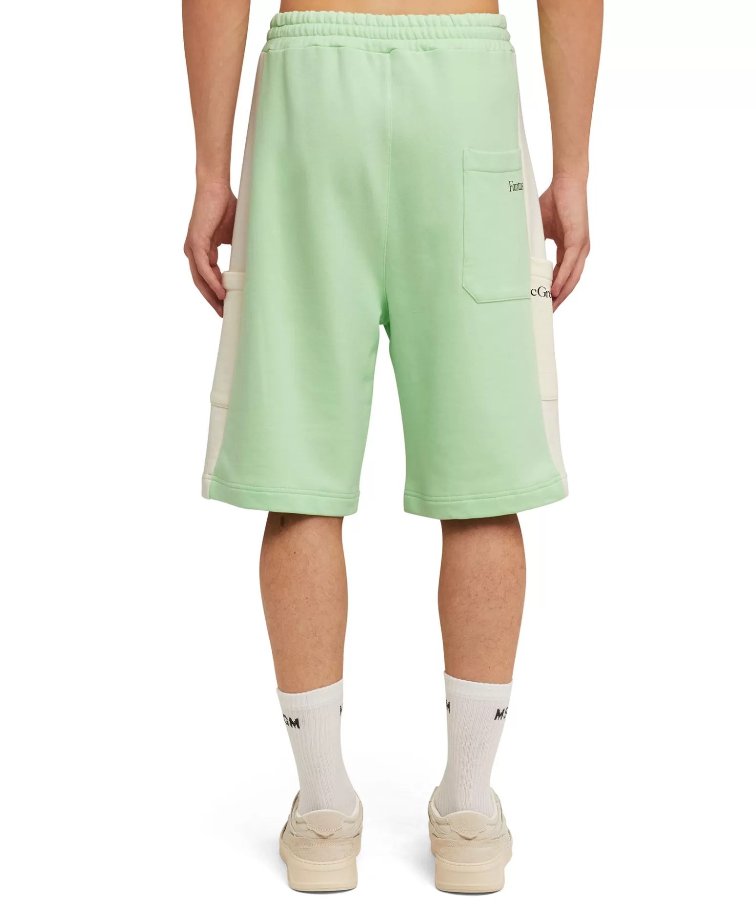 Donna MSGM Bermuda Bicolore In Cotone Organico Della Capsule Fantastic Green