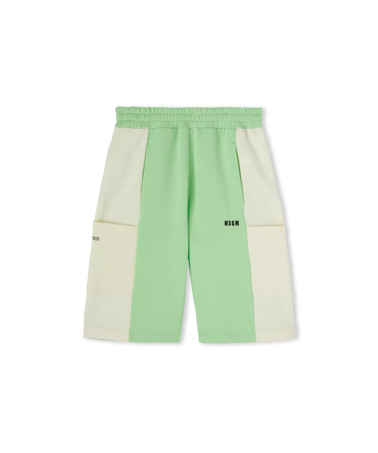 Donna MSGM Bermuda Bicolore In Cotone Organico Della Capsule Fantastic Green