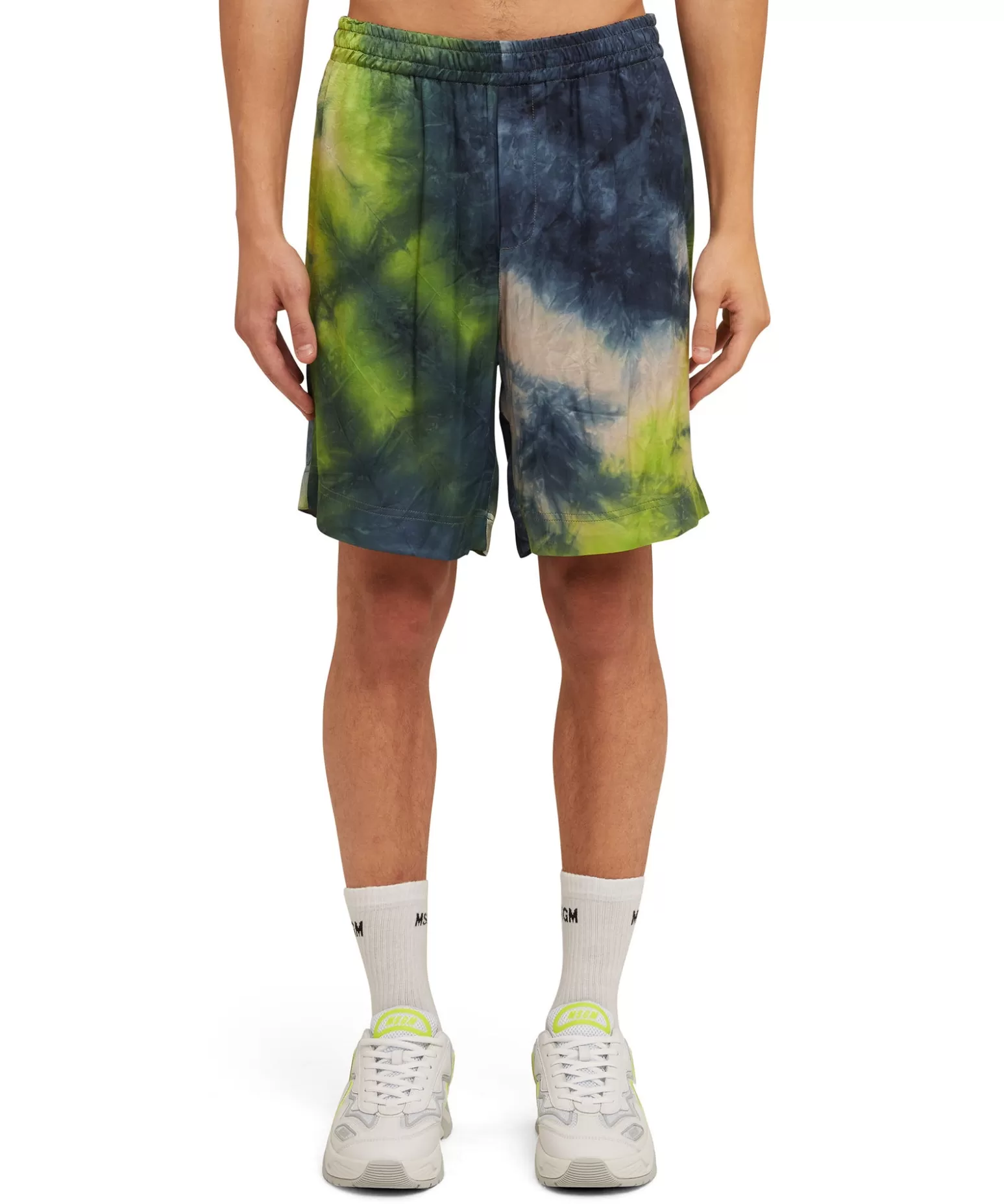 Uomo MSGM Bermuda Fluido In Viscosa Tie Dye