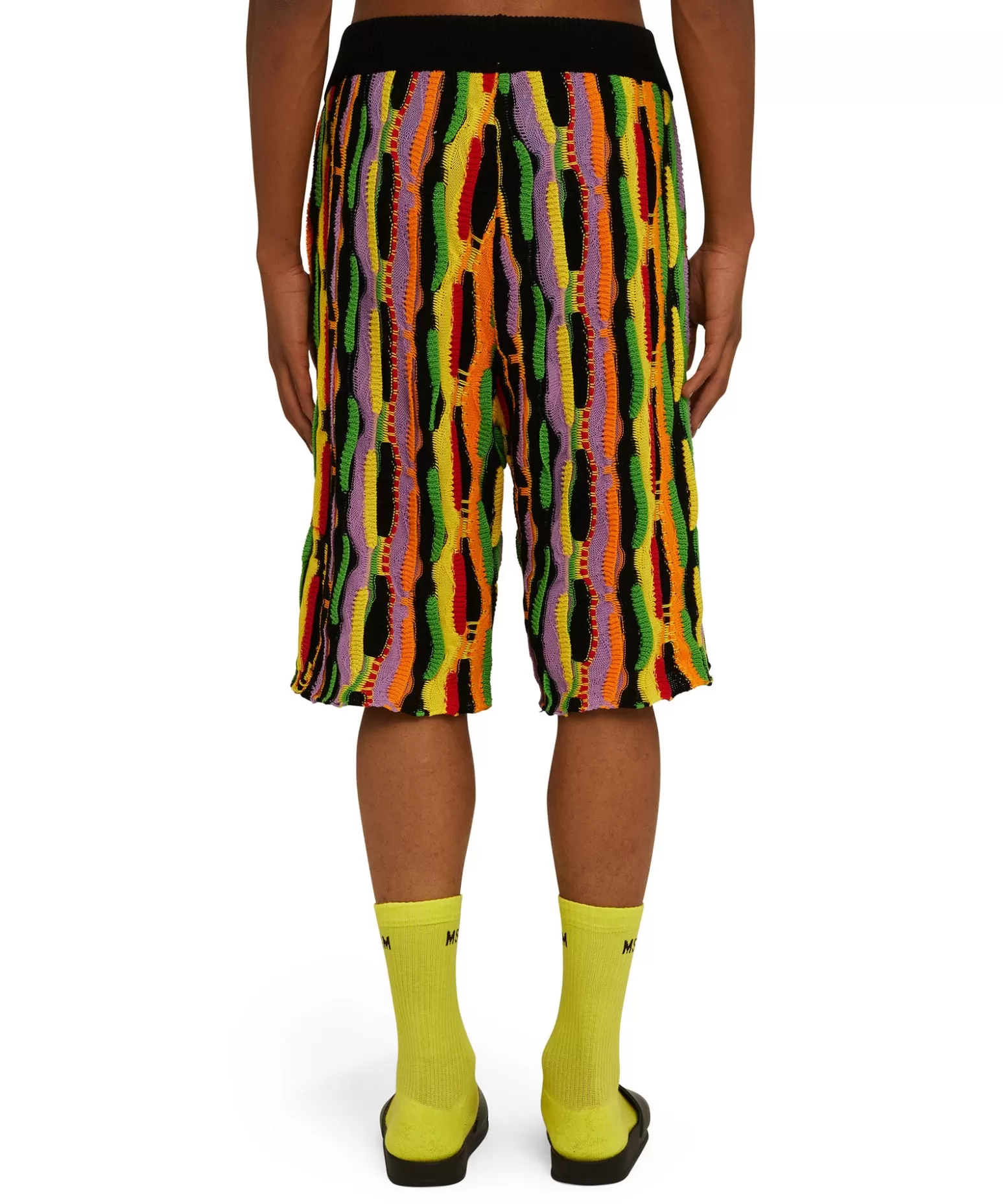 Uomo MSGM Bermuda In Maglia Di Cotone Con Rouches Multicolor
