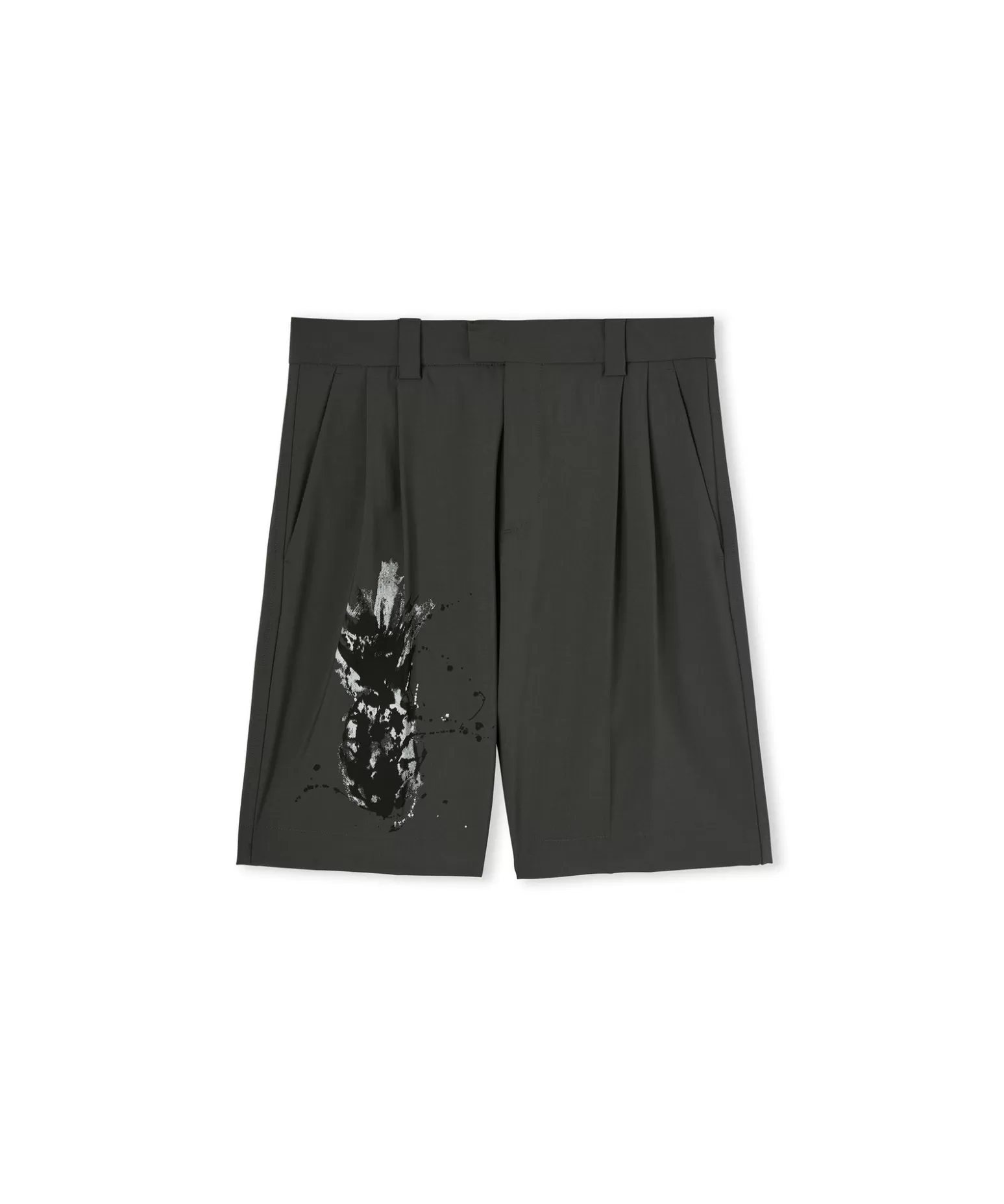 Uomo MSGM Bermuda Tailoring In Fresco Lana Con Stampa Artigianale "Pineapple"