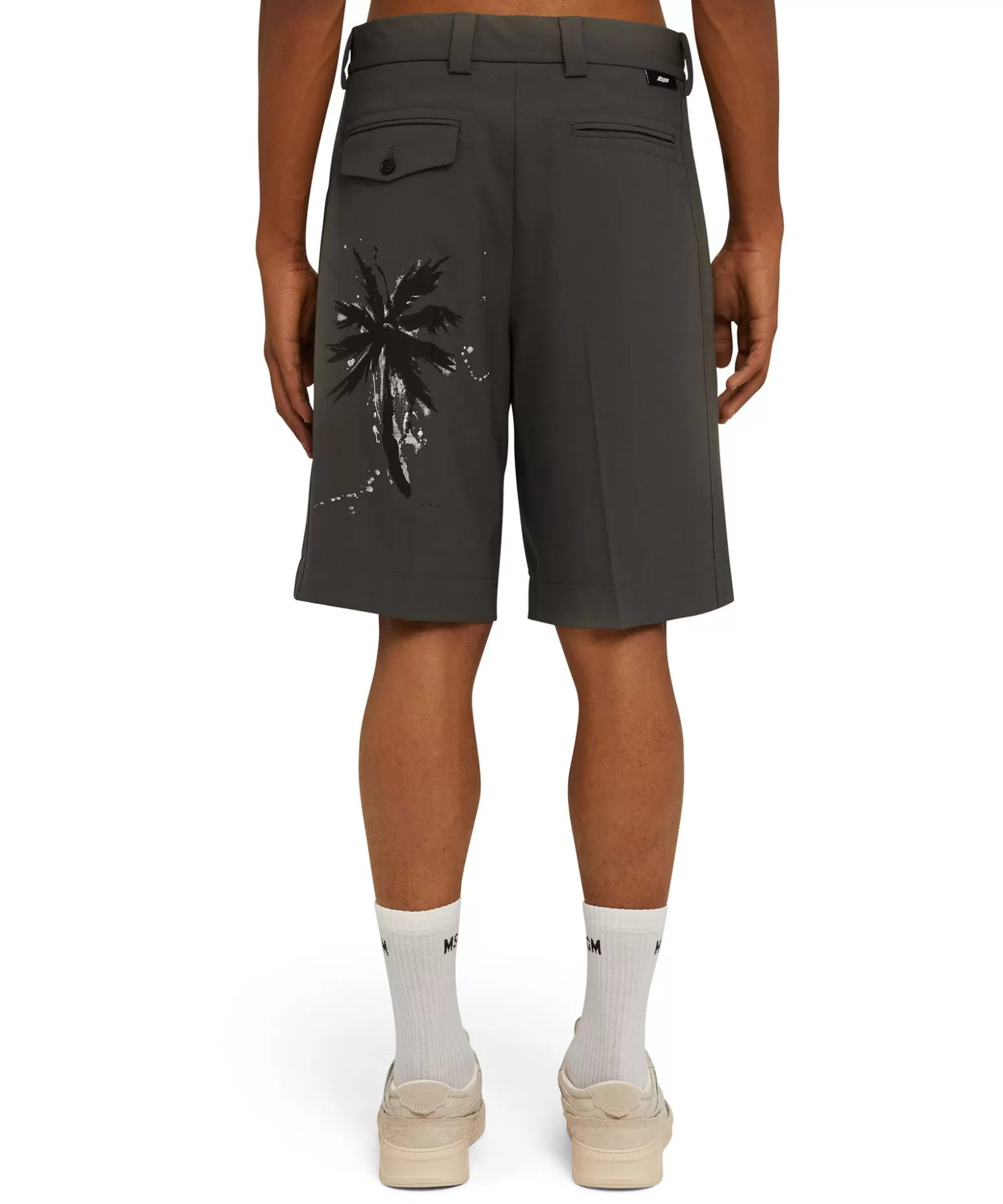 Uomo MSGM Bermuda Tailoring In Fresco Lana Con Stampa Artigianale "Pineapple"