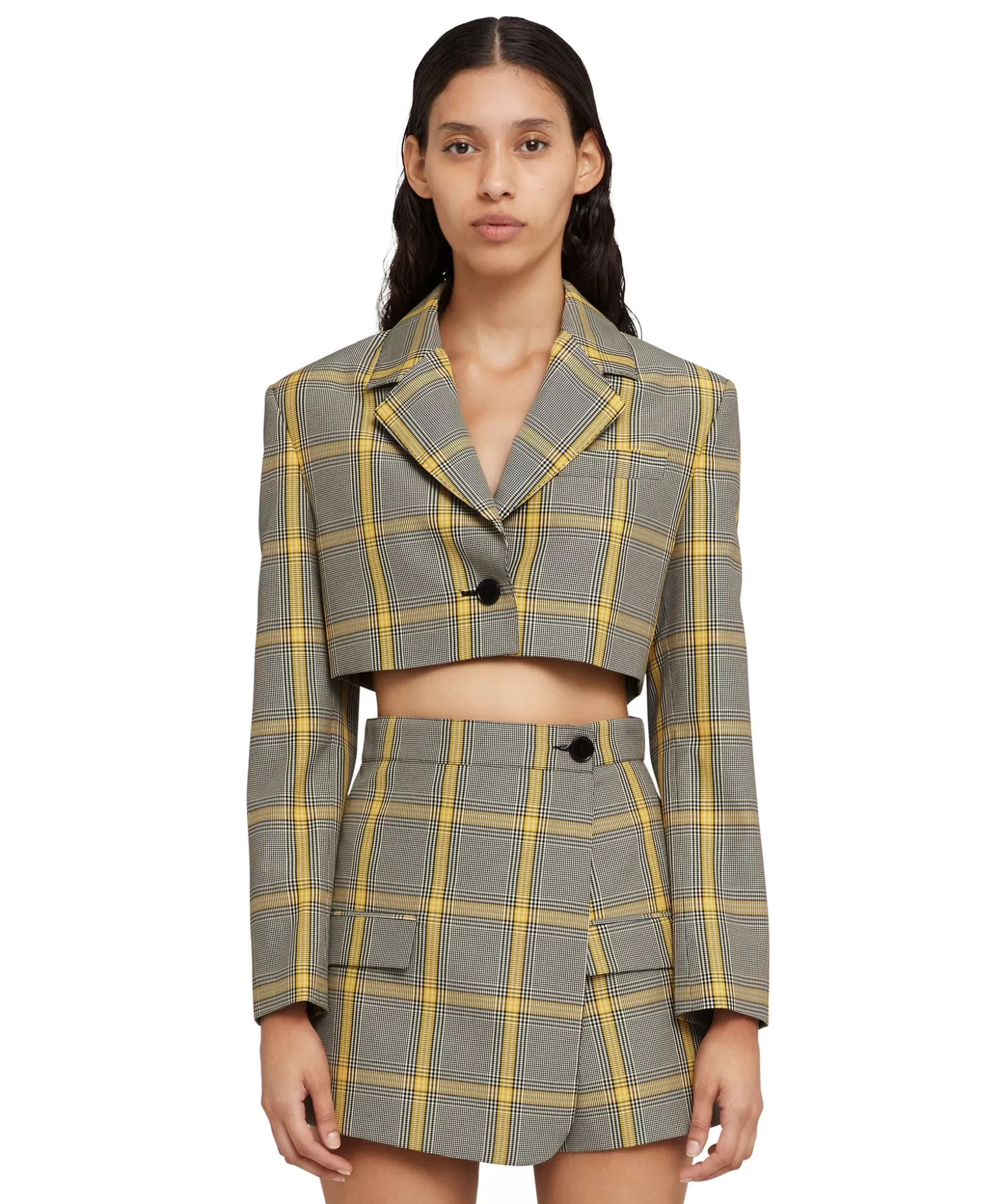 Donna MSGM Blazer Crop In Pop Prince Of Wales