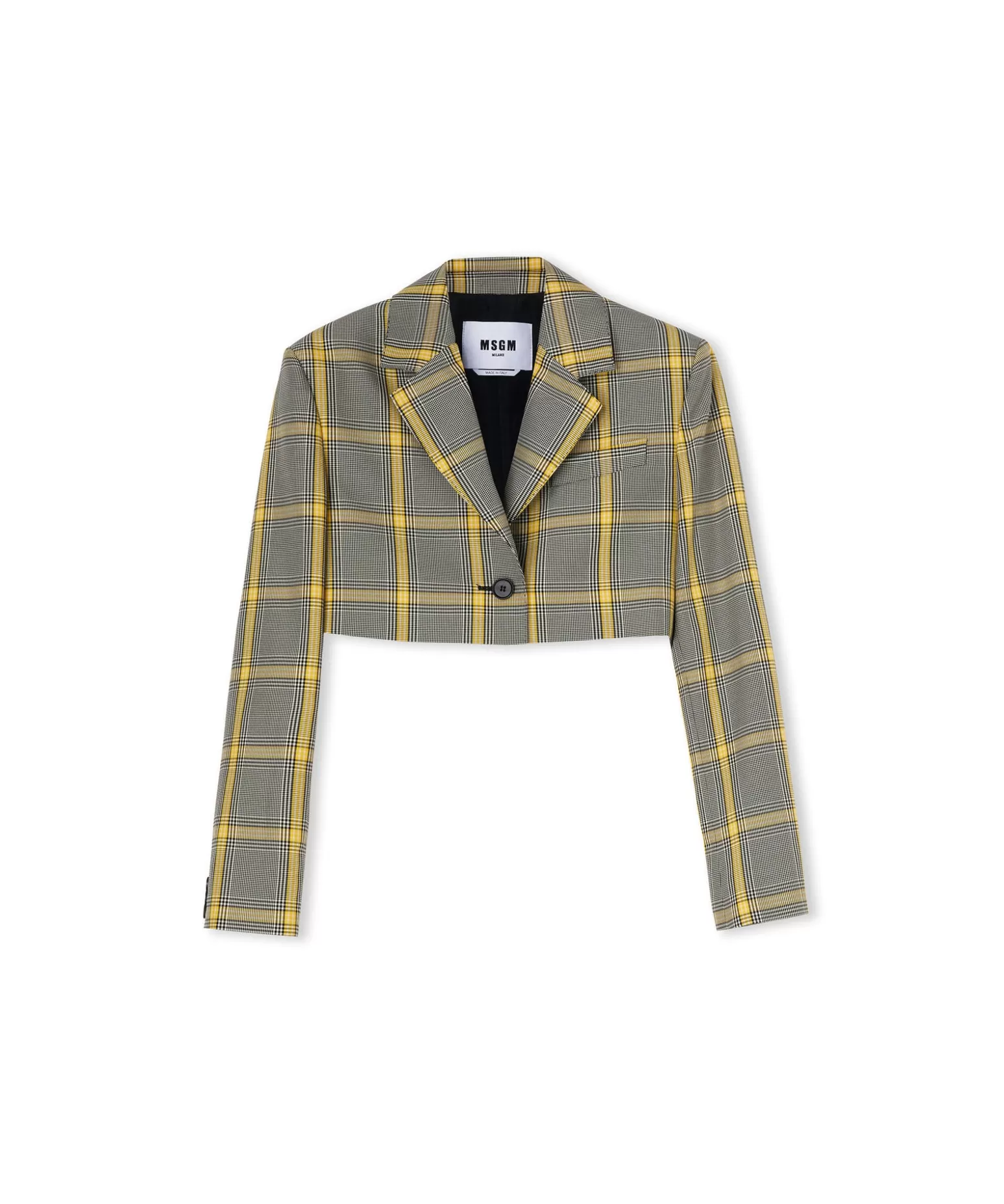 Donna MSGM Blazer Crop In Pop Prince Of Wales