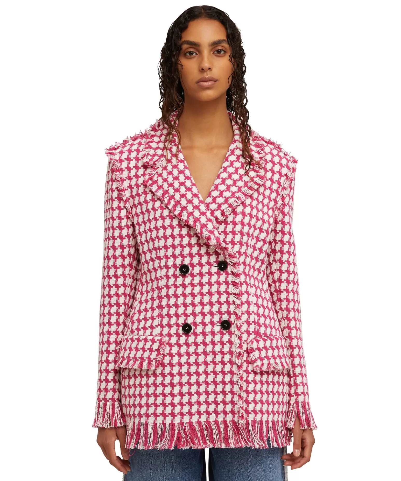 Donna MSGM Blazer Doppiopetto Con Collo A Rever In Pied De Poule
