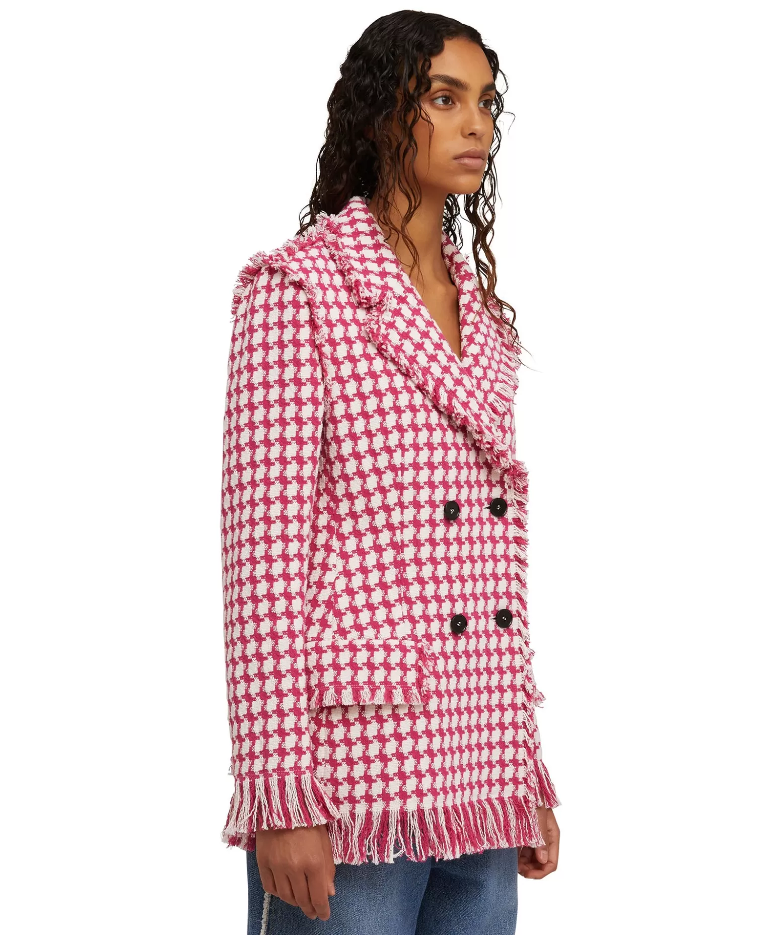 Donna MSGM Blazer Doppiopetto Con Collo A Rever In Pied De Poule