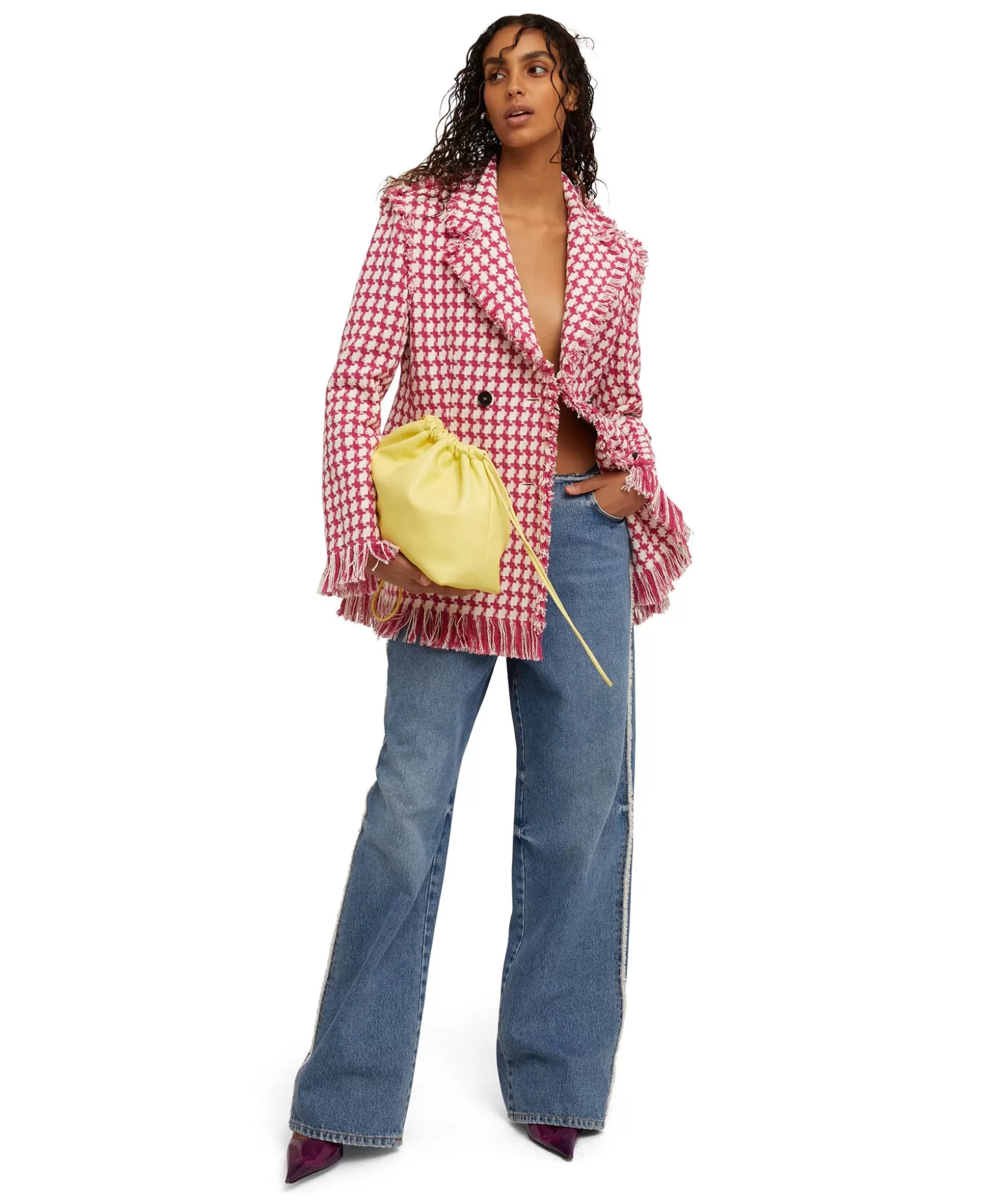 Donna MSGM Blazer Doppiopetto Con Collo A Rever In Pied De Poule