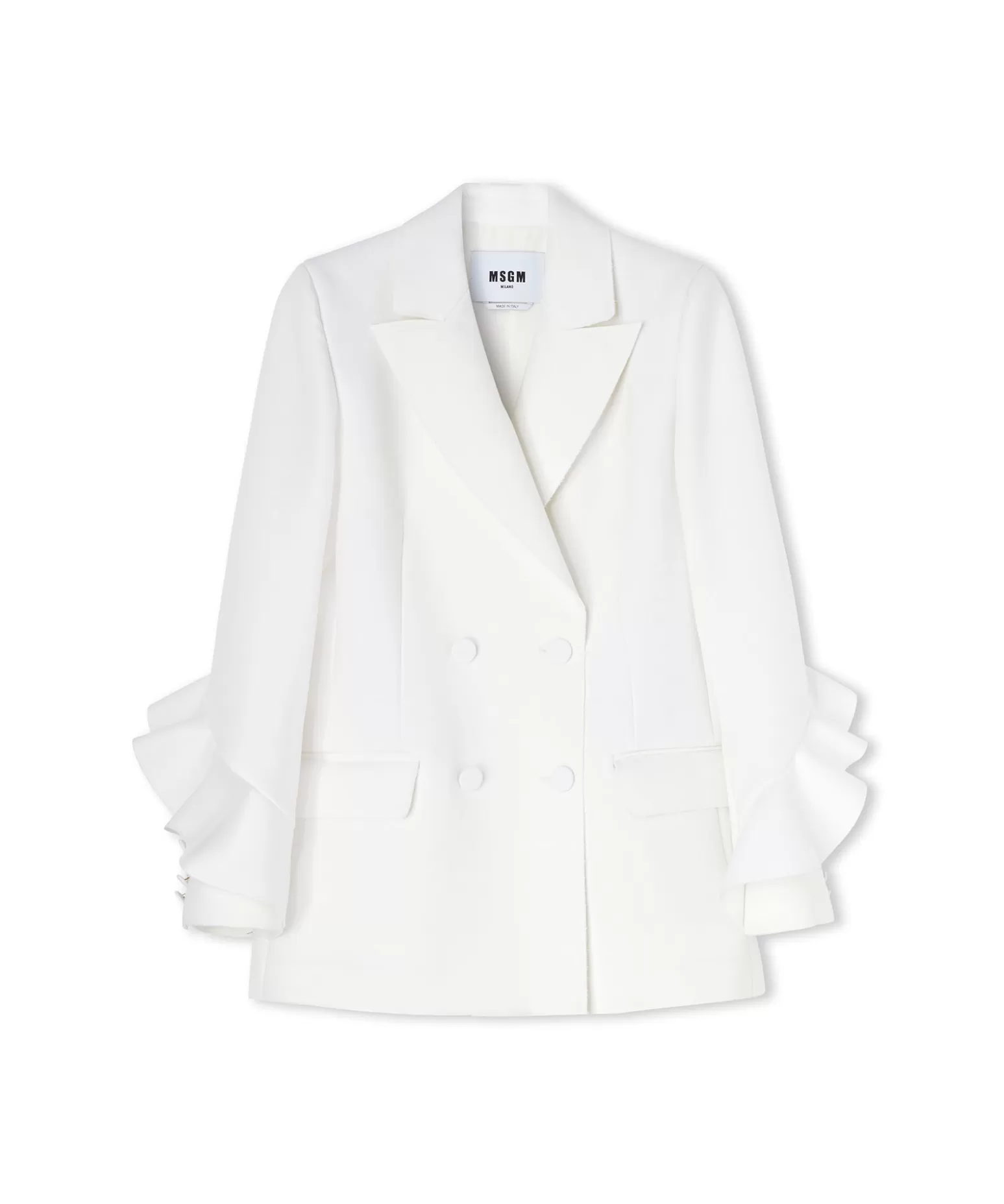 Donna MSGM Blazer Doppiopetto In Double Crepe Cady Con Rouches Applicate