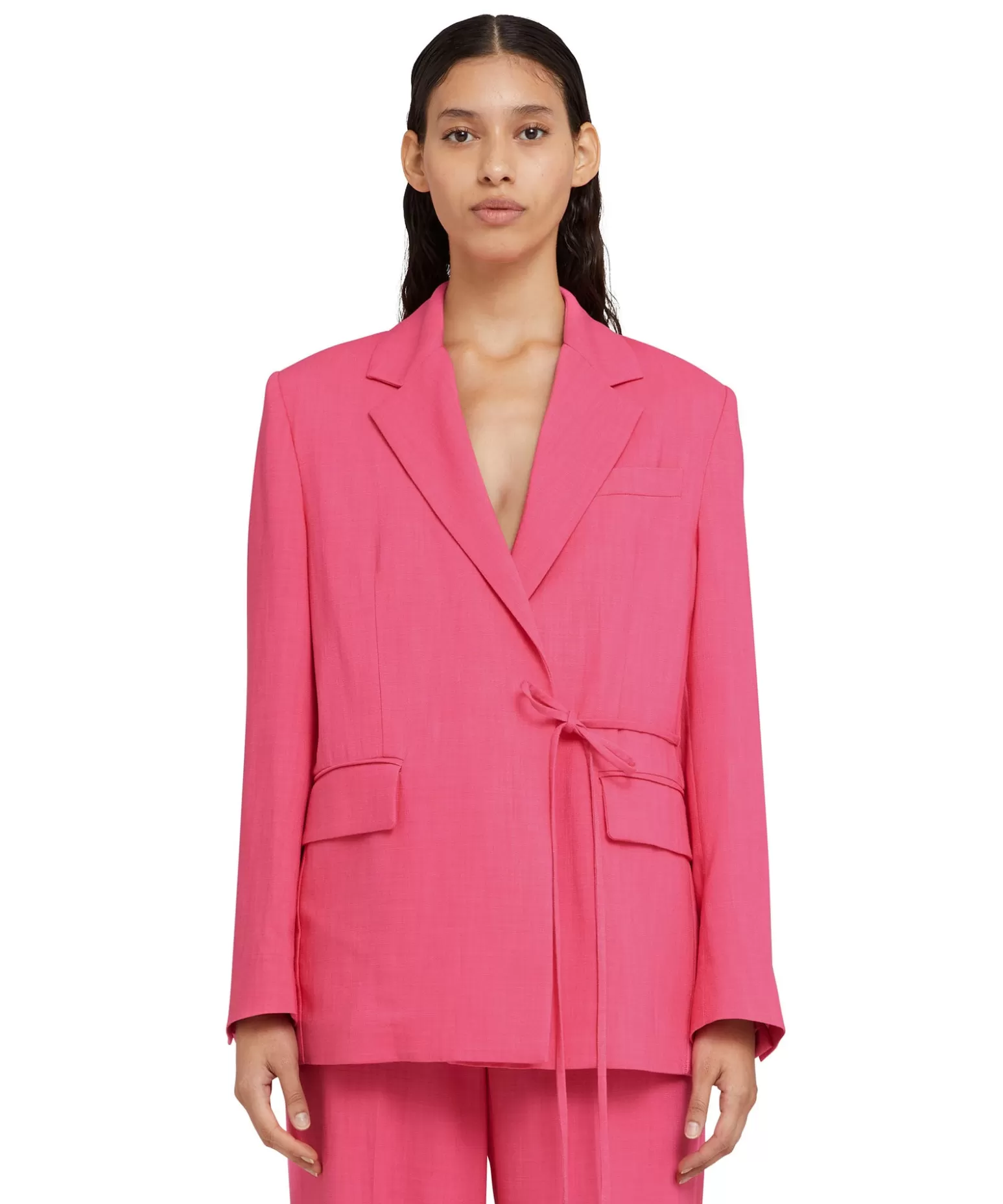 Donna MSGM Blazer In Viscosa Grezza Con Design A Portafoglio