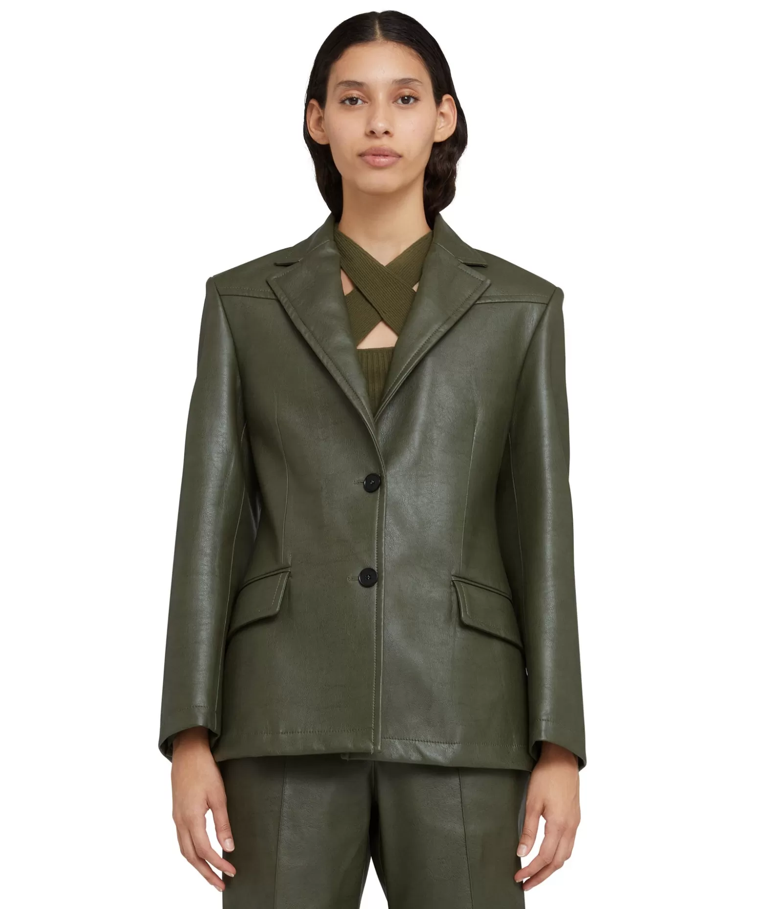 Donna MSGM Blazer Monopetto In Eco-Pelle