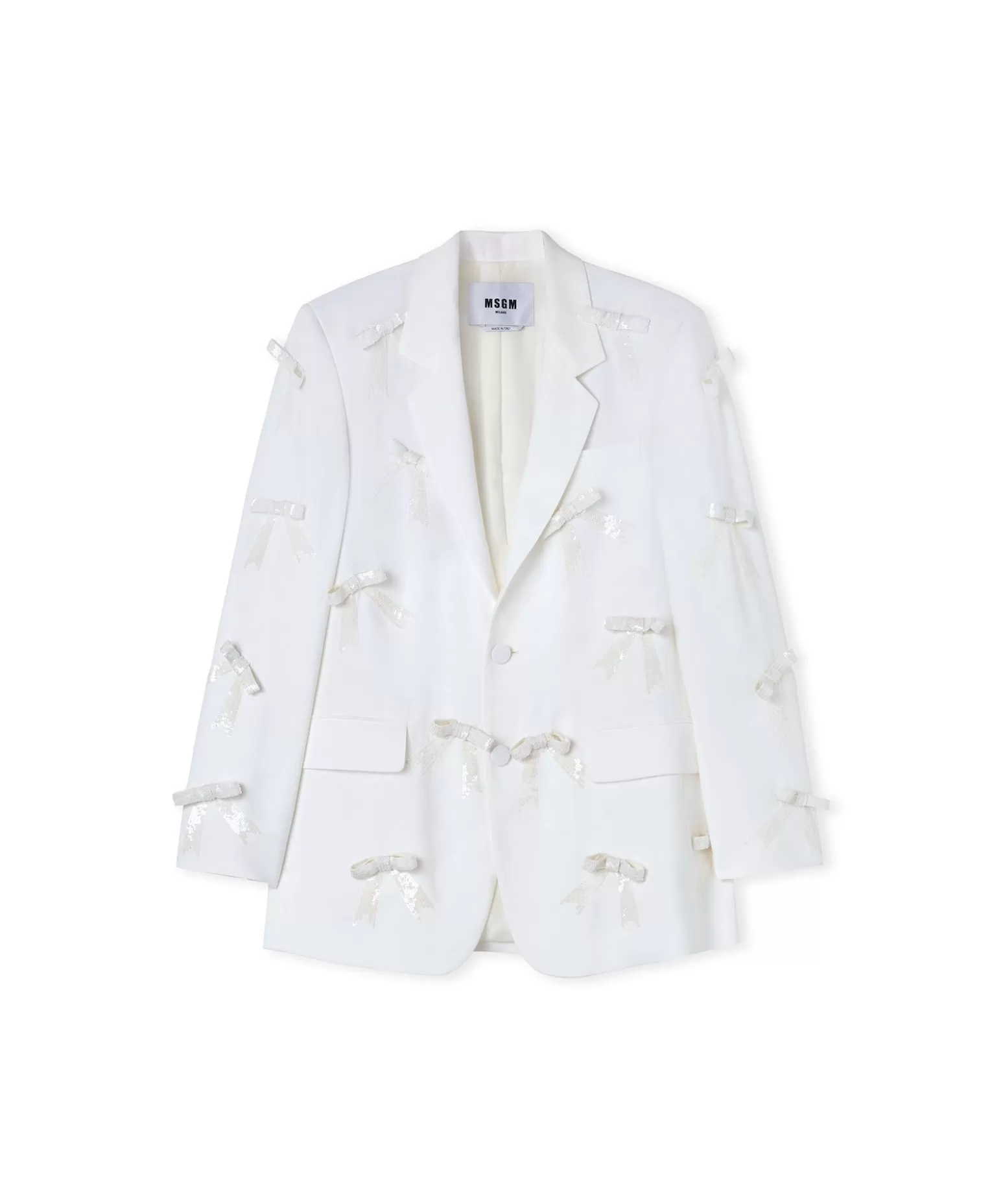 Donna MSGM Blazer Monopetto In Viscosa Con Fiocchi Applicati