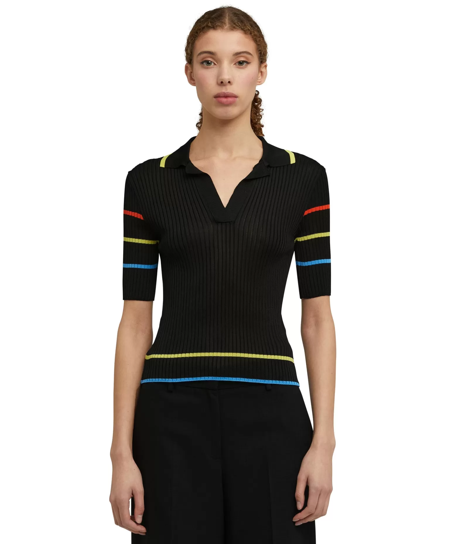 Donna MSGM Blusa A Polo In Maglia Di Viscosa