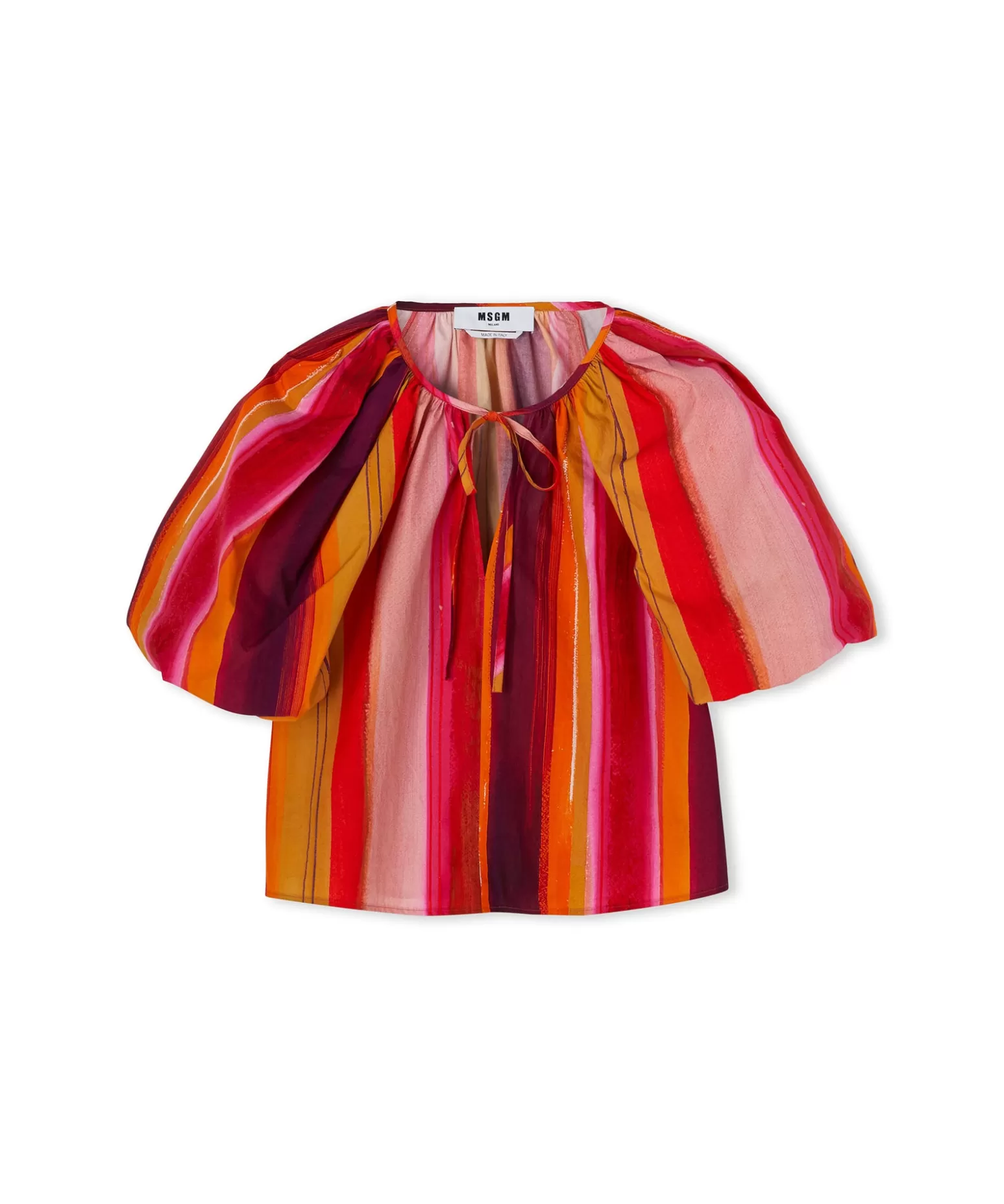 Donna MSGM Blusa In Cotone Con Fantasia "Brushed Stripes"