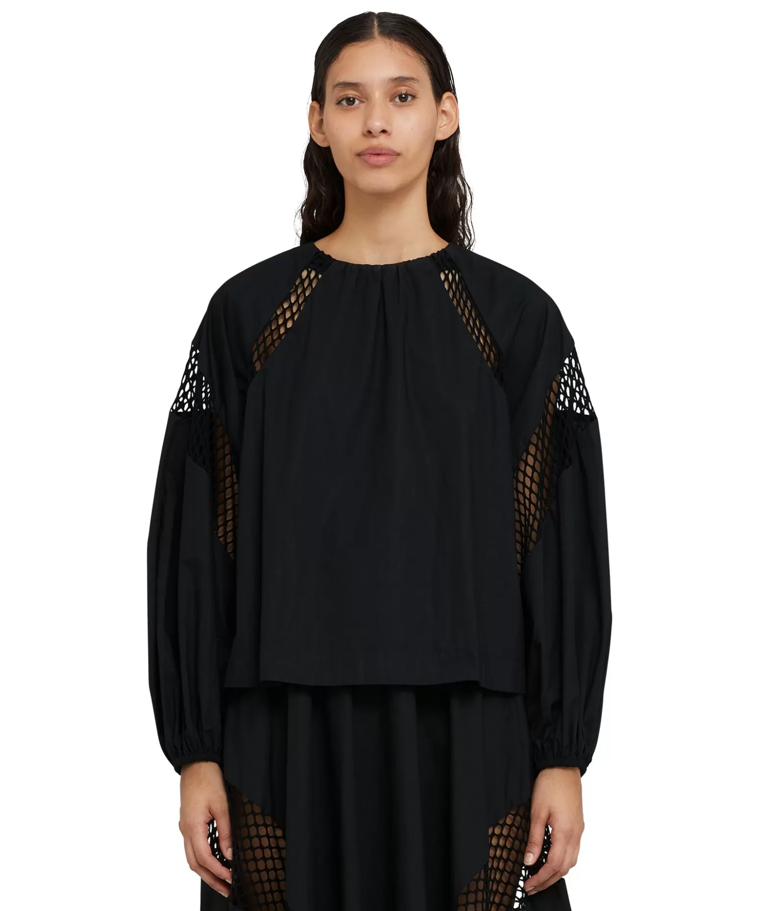 Donna MSGM Blusa In Cotone Popeline Sartoriale Con Dettagli A Rete