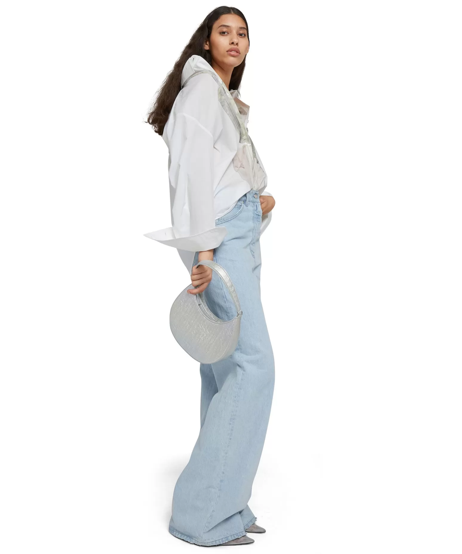 Donna MSGM Borsa Piccola A Spalla "Hobo" In Ecopelle Craquele Sfumata
