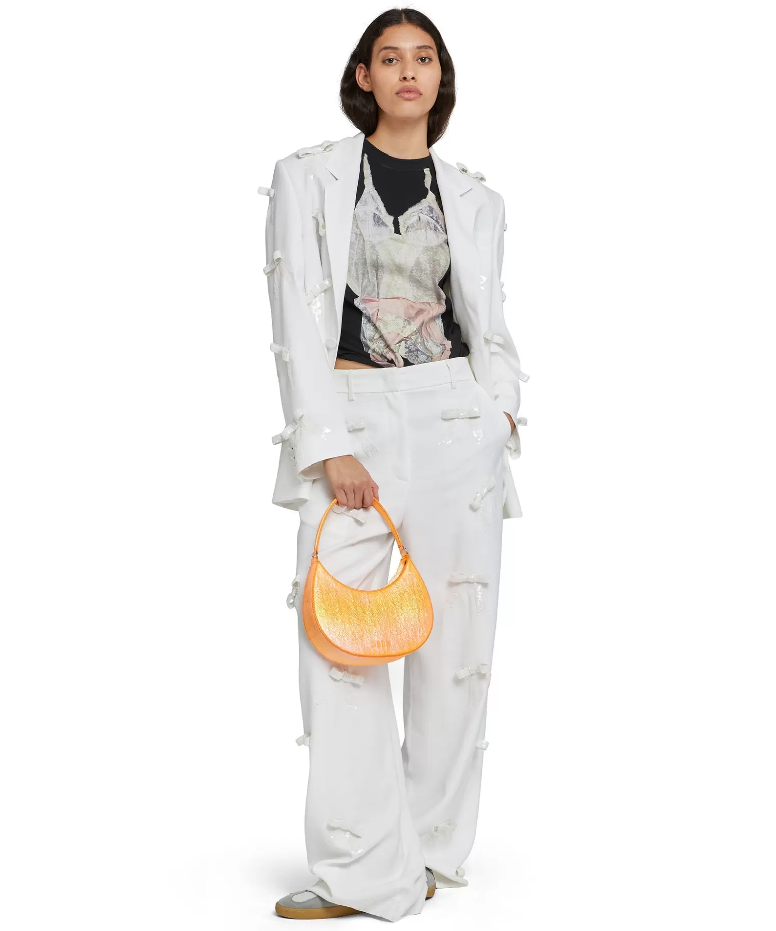 Donna MSGM Borsa Piccola A Spalla "Hobo" In Ecopelle Craquele Sfumata