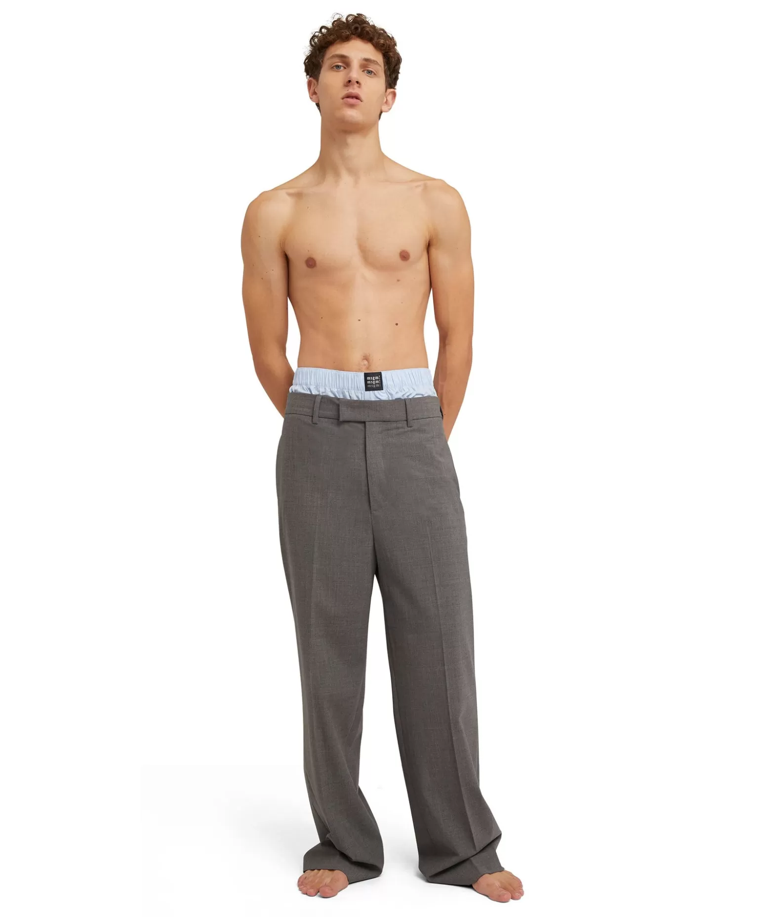 Uomo MSGM Boxer In Cotone Tina Unita Con Etichetta "!"