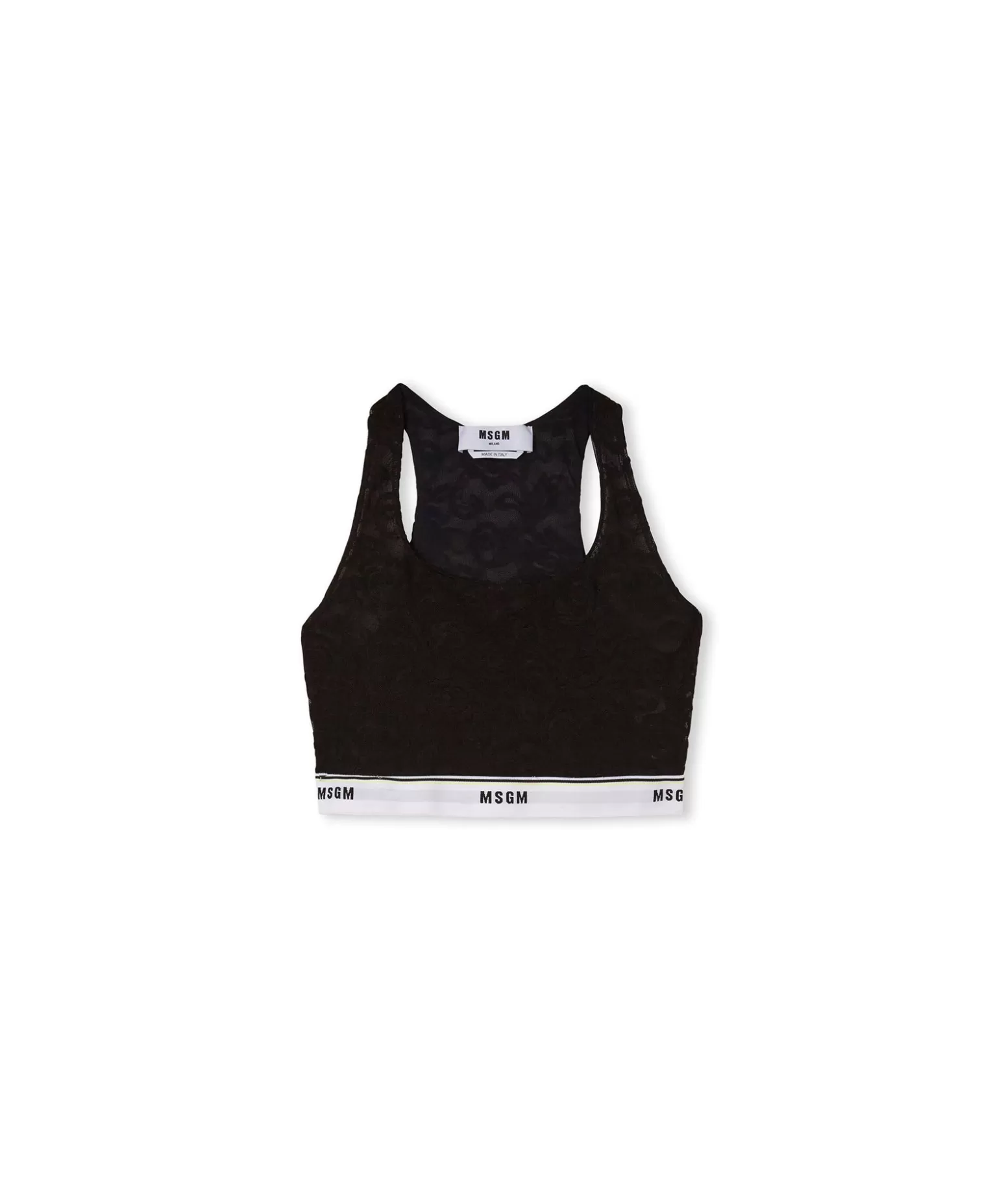 Donna MSGM Brassiere In Pizzo Con Banda Elastica