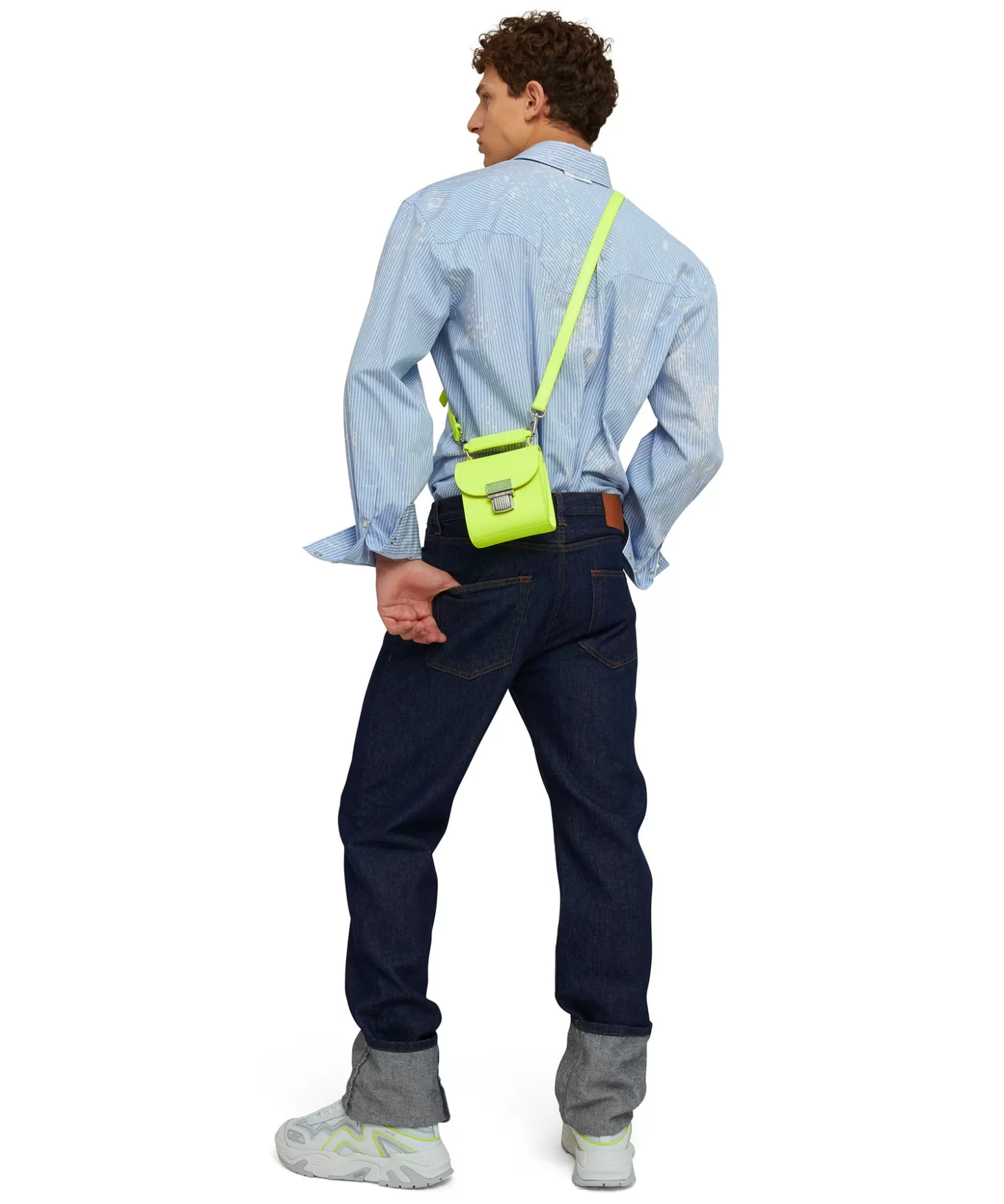 Uomo MSGM Camicia A Righe In Cotone Organico Popeline Con Lavaggio Bleached