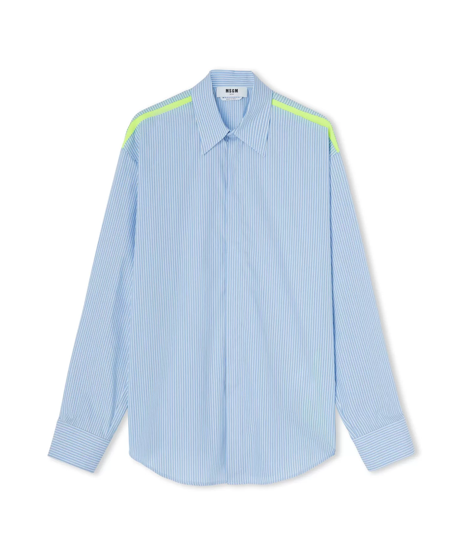 Uomo MSGM Camicia Bacchettata In Cotone Popeline Con Dettaglio Bande A Contrasto