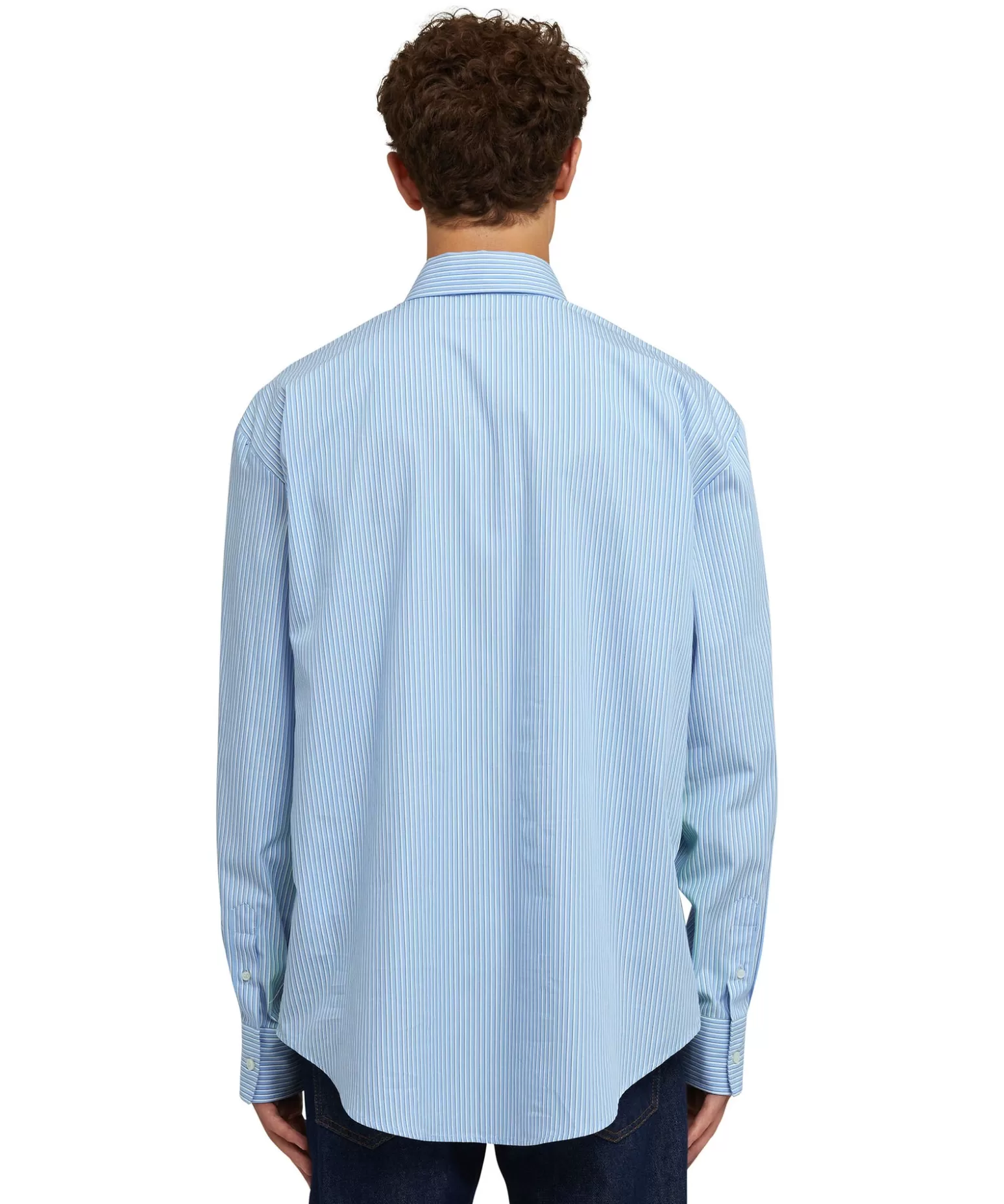 Uomo MSGM Camicia Bacchettata In Cotone Popeline Con Dettaglio Bande A Contrasto