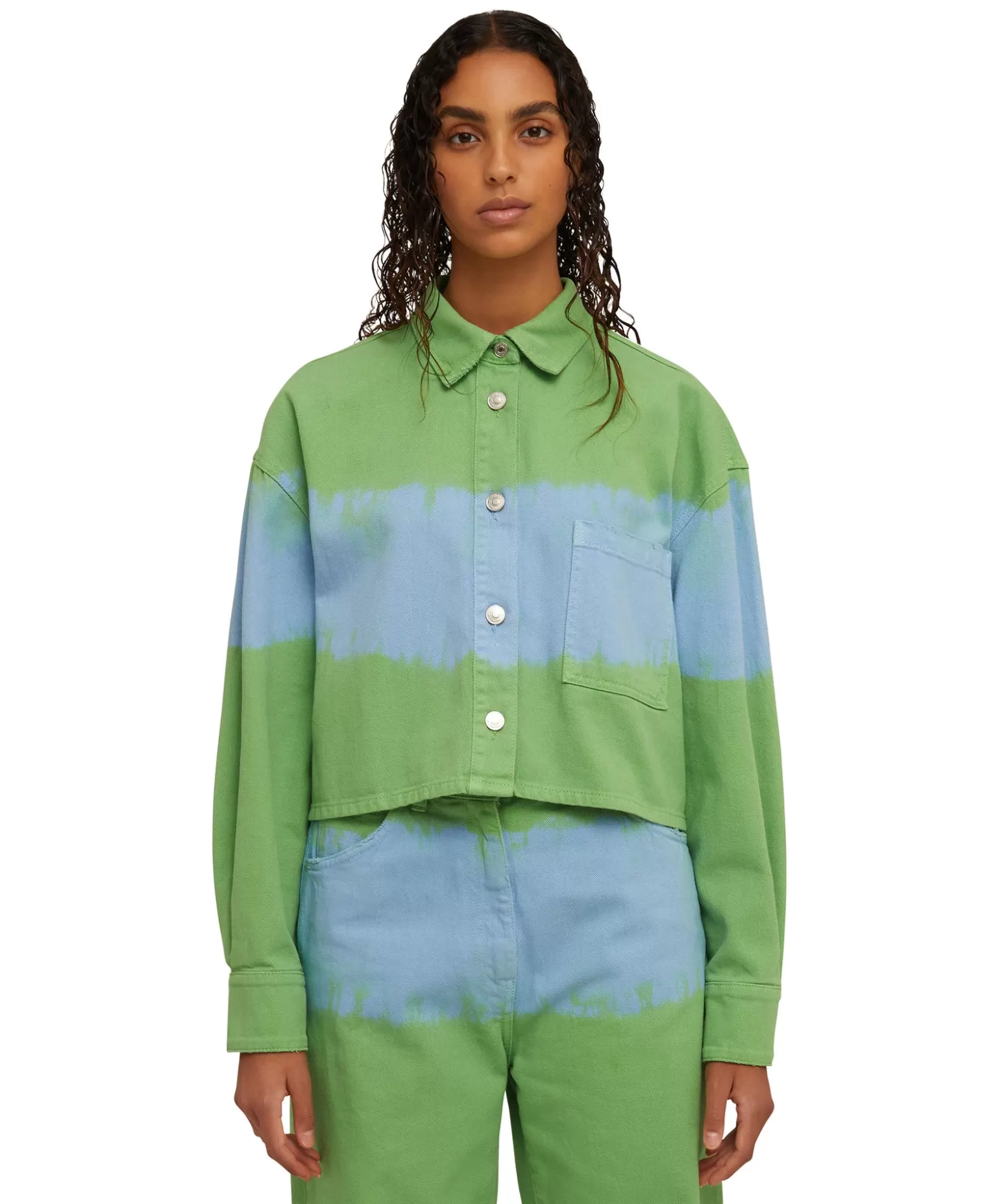 Donna MSGM Camicia Crop In Bull Con Lavorazione "Tie Dye Bull"