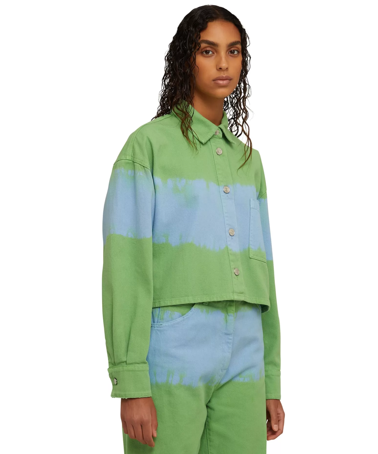 Donna MSGM Camicia Crop In Bull Con Lavorazione "Tie Dye Bull"