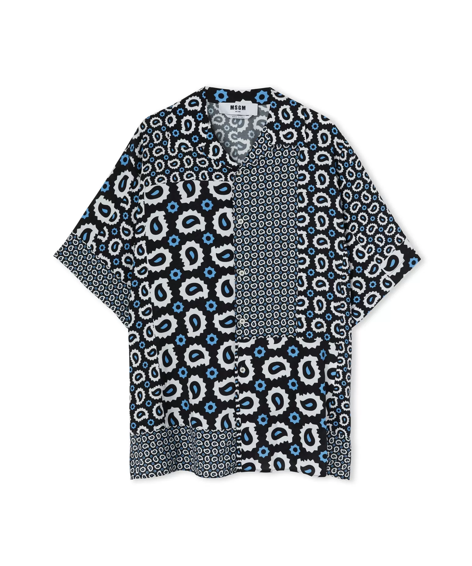 Uomo MSGM Camicia Fluida In Viscosa Con Stampa "Patchwork Paisley"