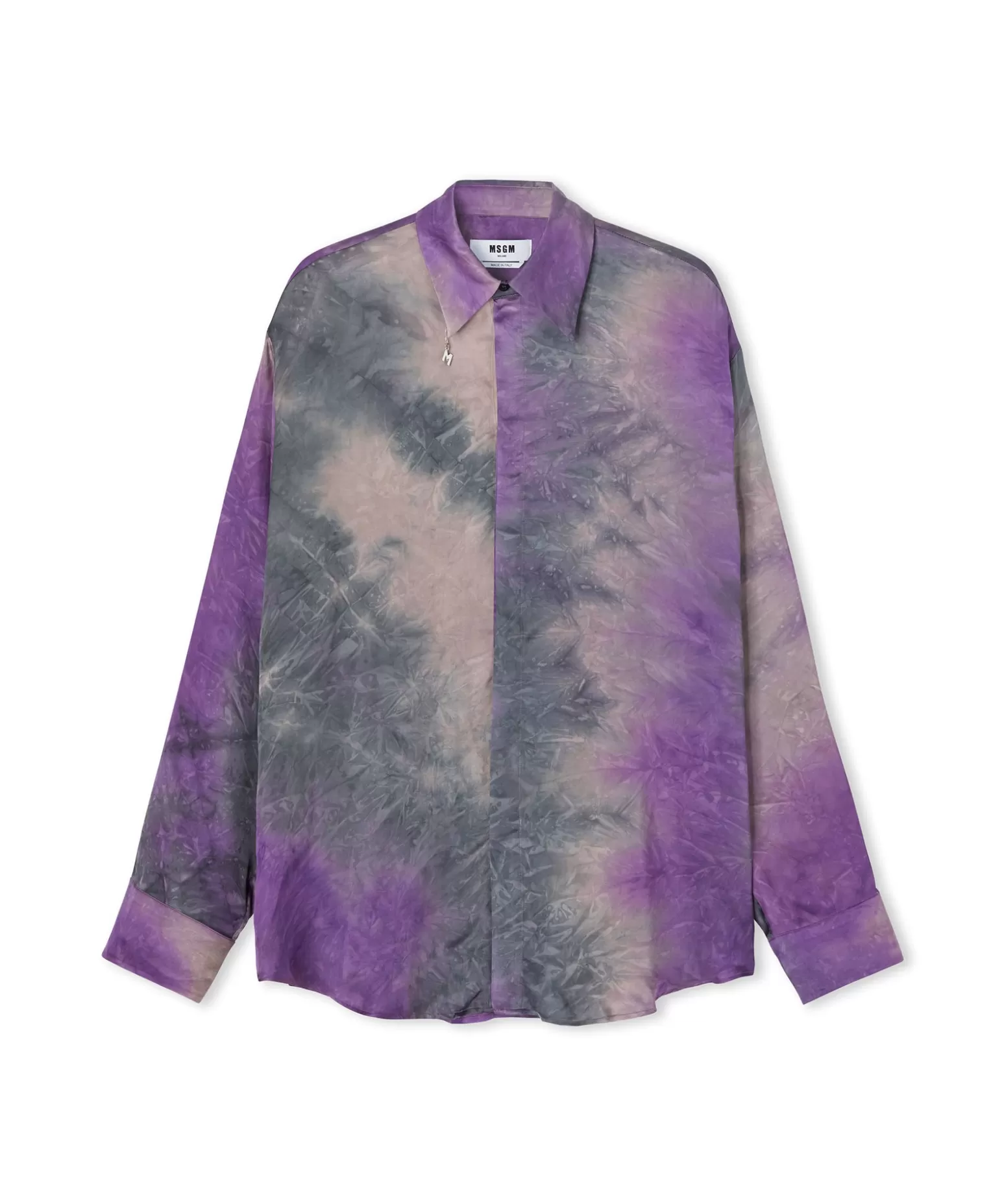 Uomo MSGM Camicia Fluida In Viscosa Tie Dye