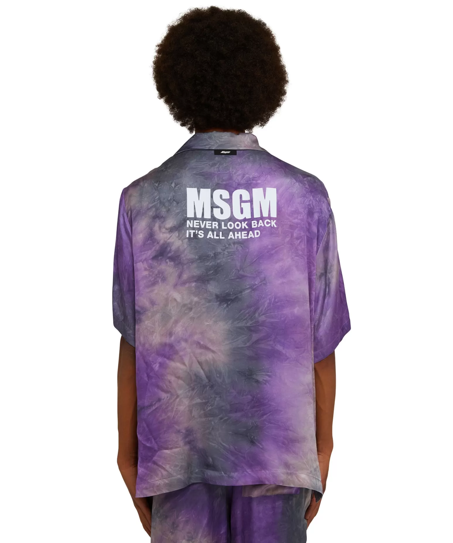 Uomo MSGM Camicia Fluida In Viscosa Tie Dye A Maniche Corte