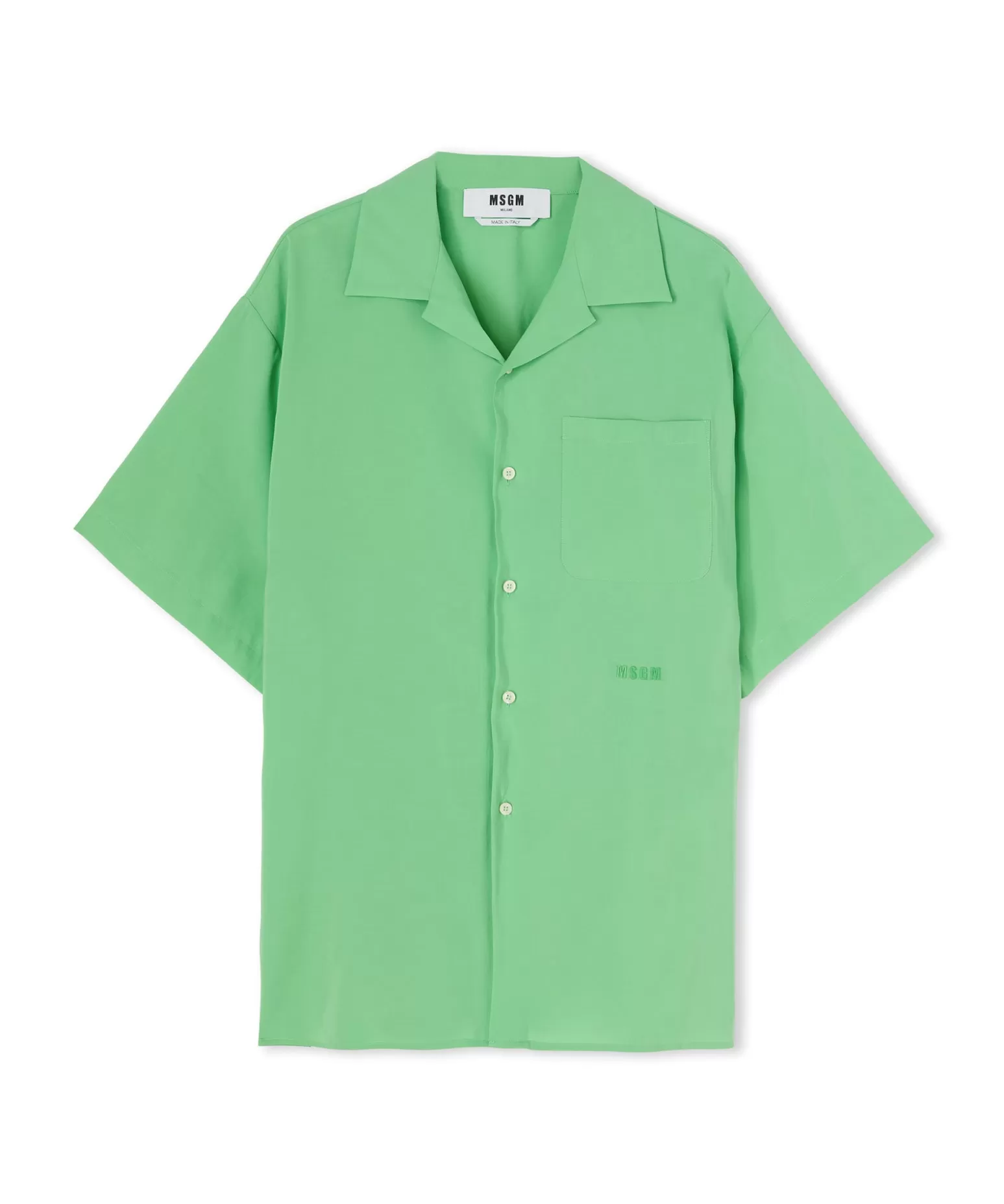 Uomo MSGM Camicia Fluida In Viscosa Tinta Unita A Maniche Corte