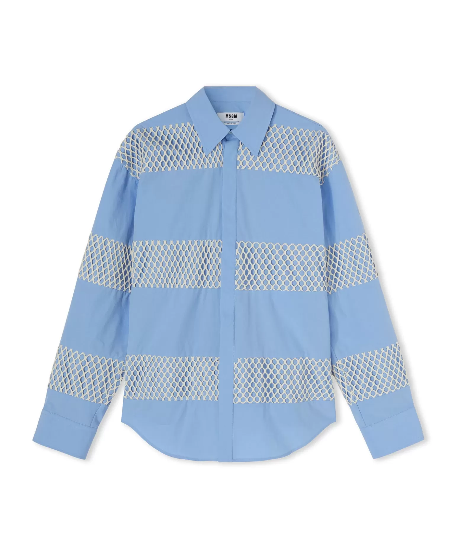 Uomo MSGM Camicia In Cotone Organico Popeline Con Dettagli In Rete