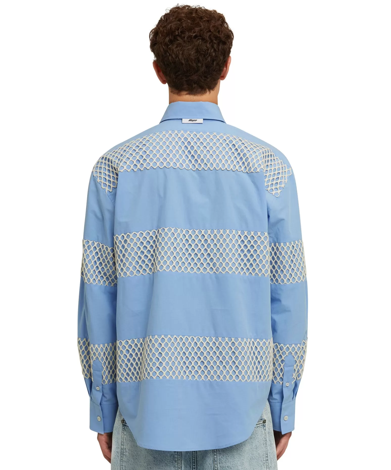 Uomo MSGM Camicia In Cotone Organico Popeline Con Dettagli In Rete