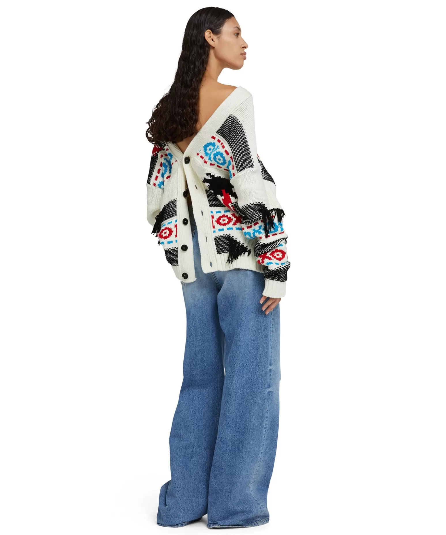Uomo MSGM Cardigan In Cotone Jacquard Con Motivo Ad Intarsio "Palms Ikat"