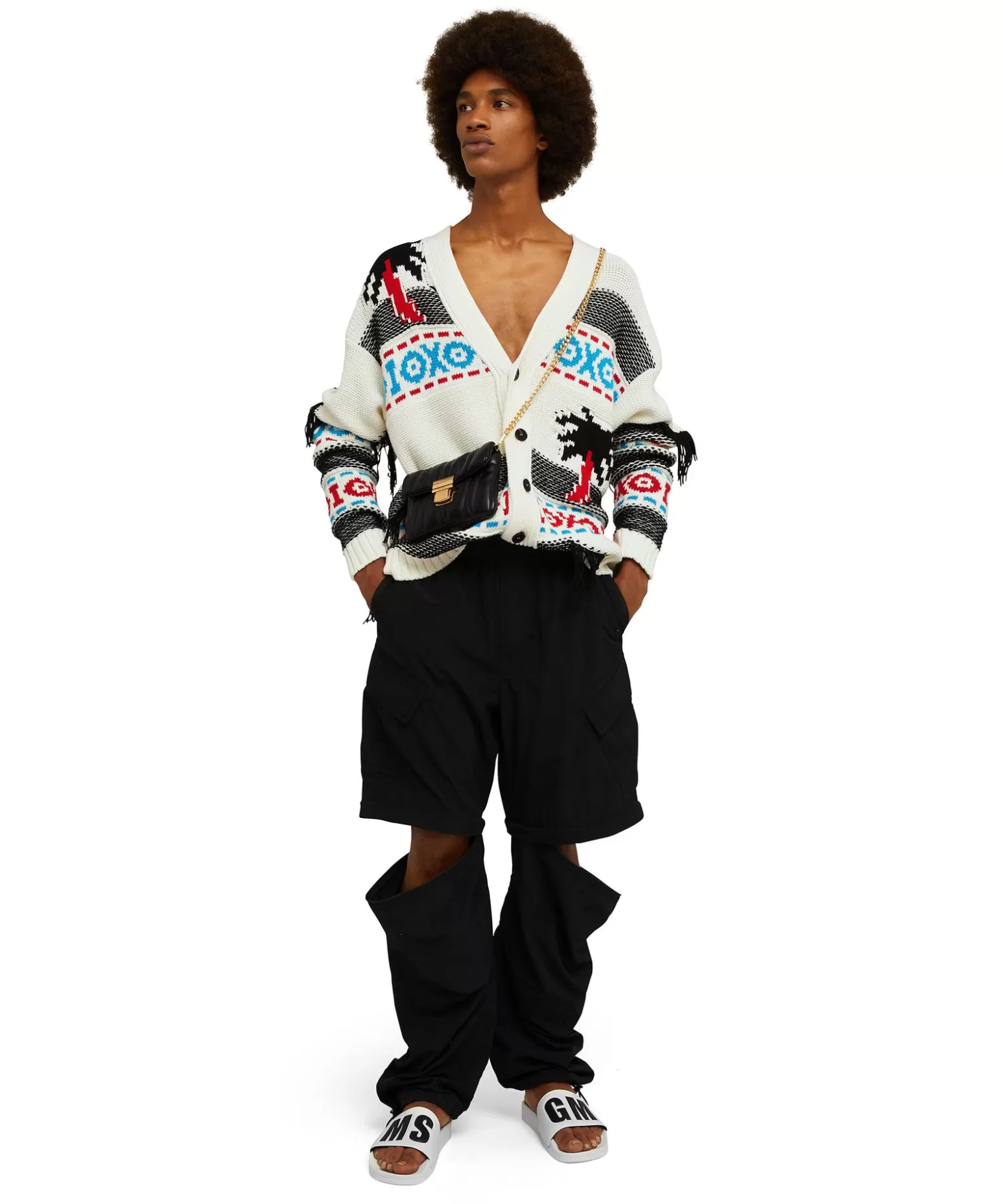 Donna MSGM Cardigan In Cotone Jacquard Con Motivo Ad Intarsio "Palms Ikat"