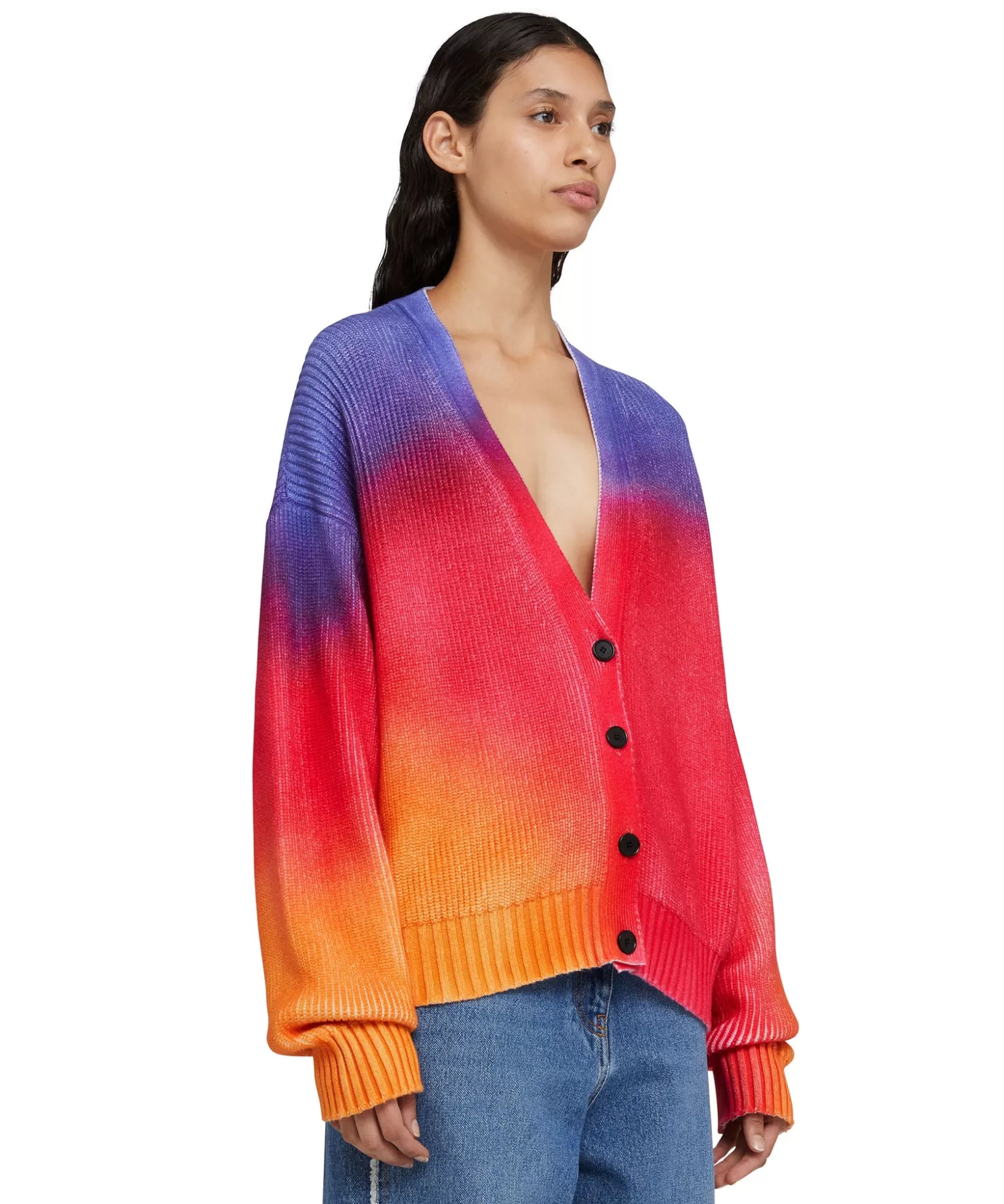 Donna MSGM Cardigan In Cotone Tie Dye