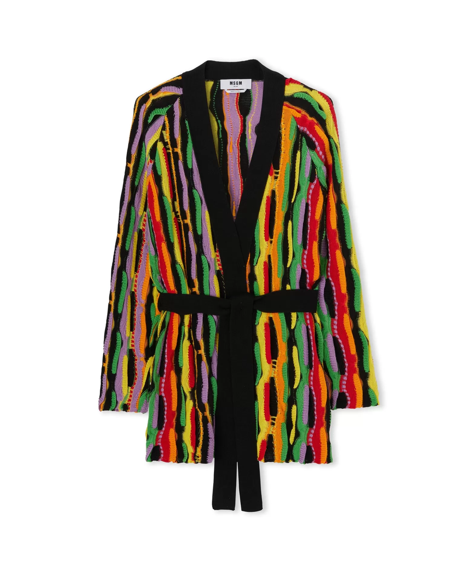 Donna MSGM Cardigan In Maglia Di Cotone Con Rouches Multicolor