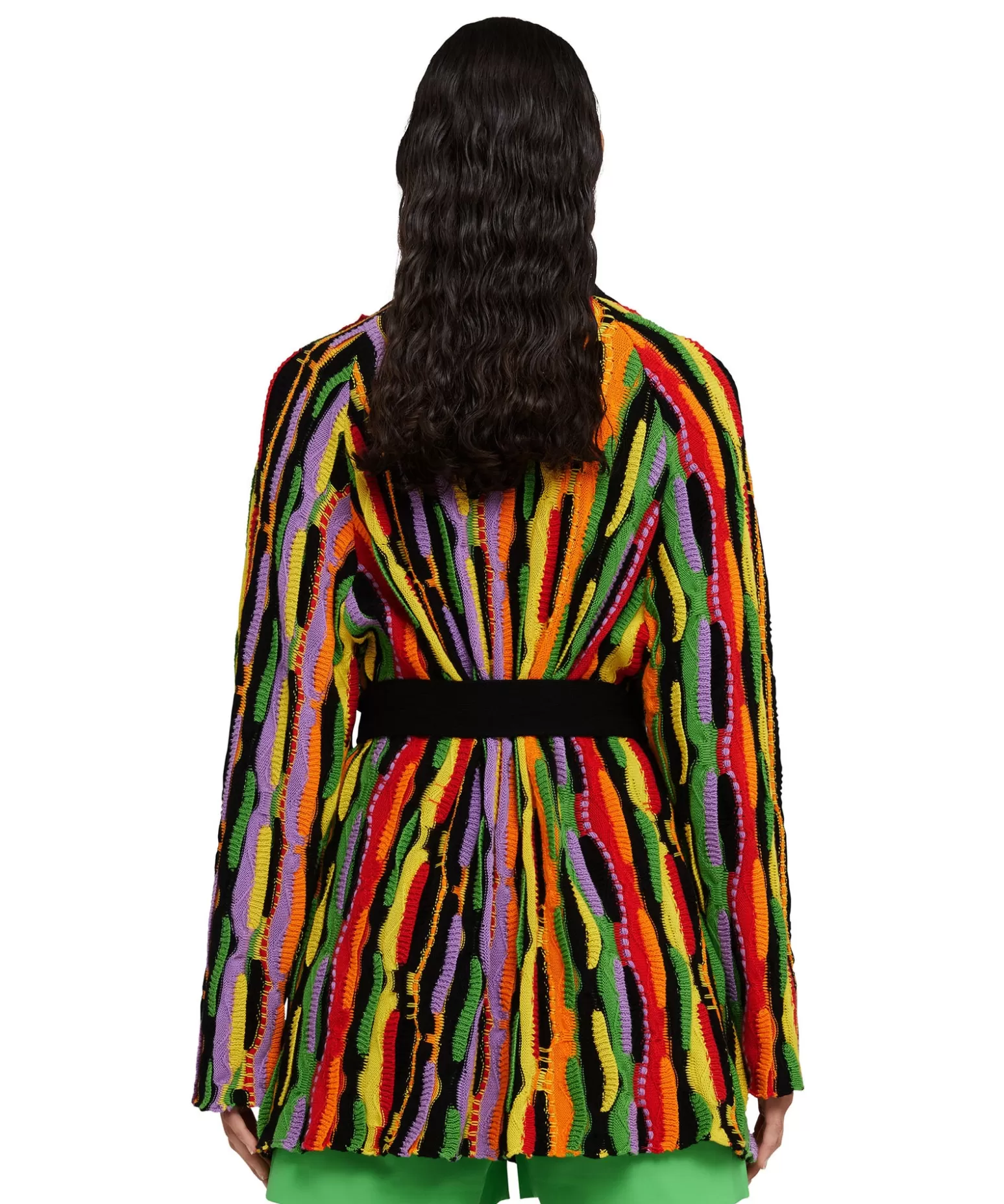 Donna MSGM Cardigan In Maglia Di Cotone Con Rouches Multicolor
