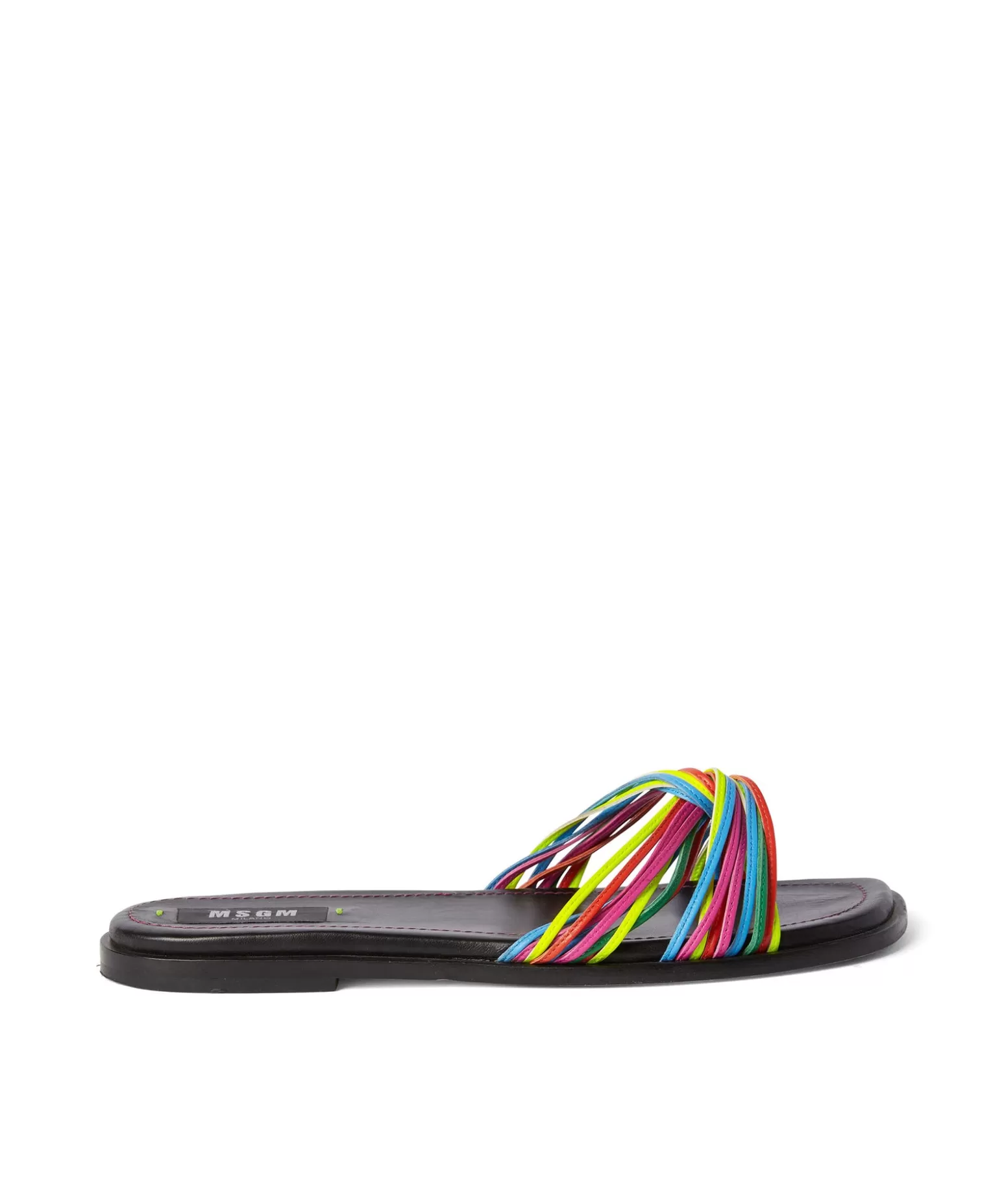 Donna MSGM Ciabatta In Capretto Con Fascia Ad Intreccio Multicolor