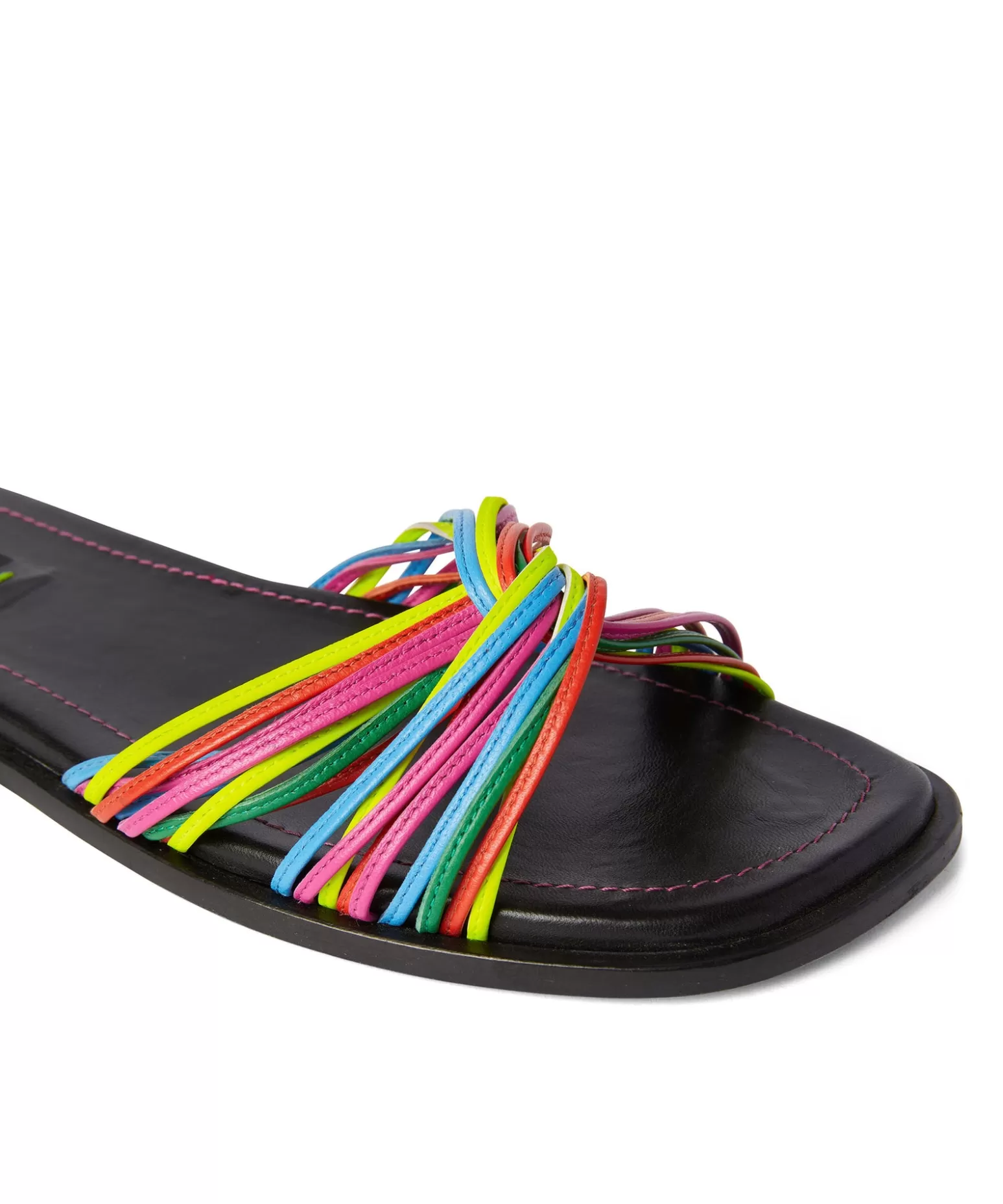 Donna MSGM Ciabatta In Capretto Con Fascia Ad Intreccio Multicolor