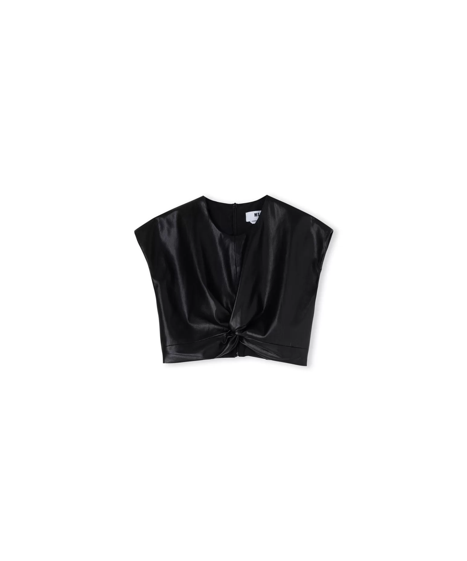 Donna MSGM Crop Top In Eco-Pelle Con Dettaglio Incrocio