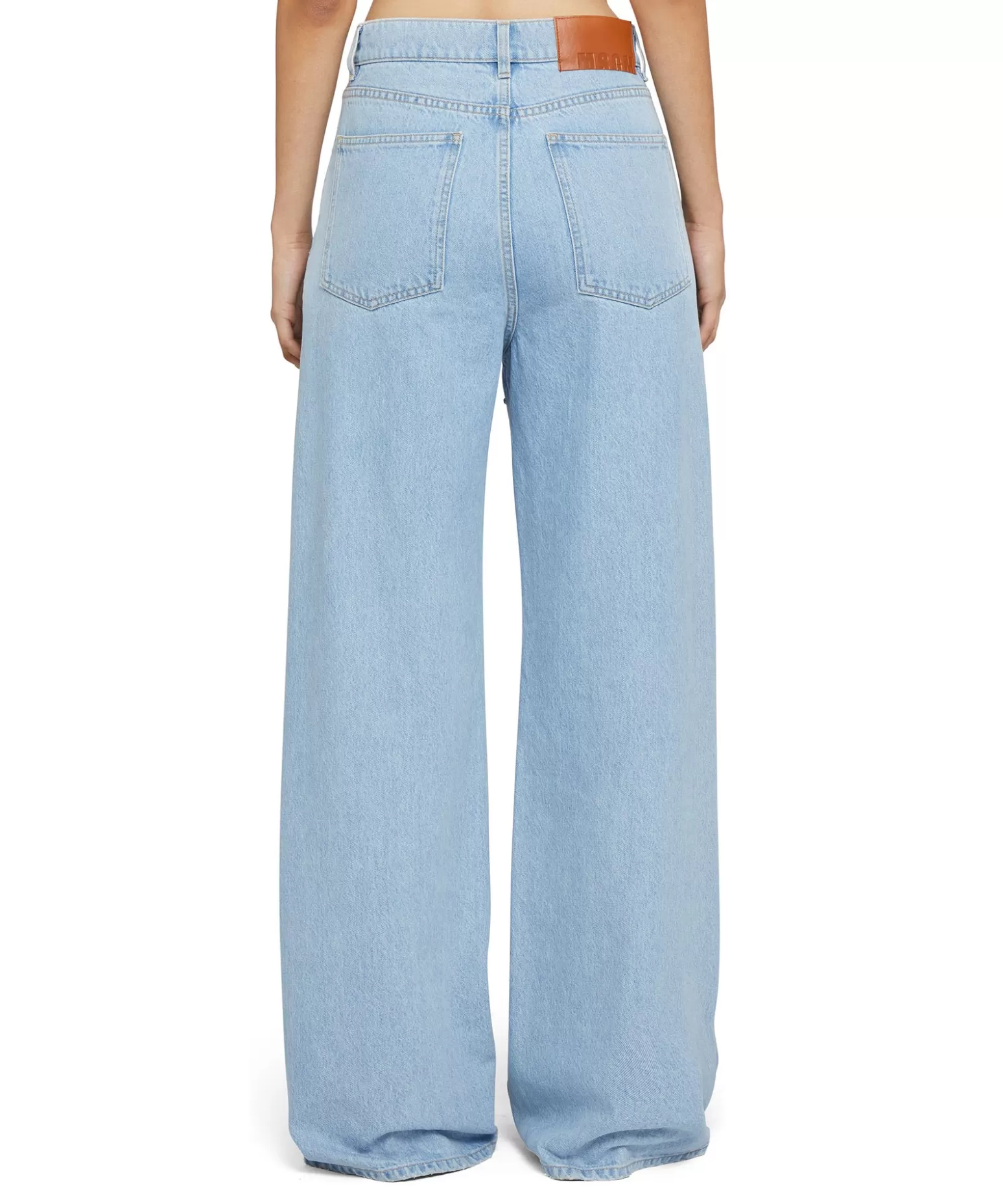 Donna MSGM Denim Taglio Straight Con Dettagli Gioiello Applicati