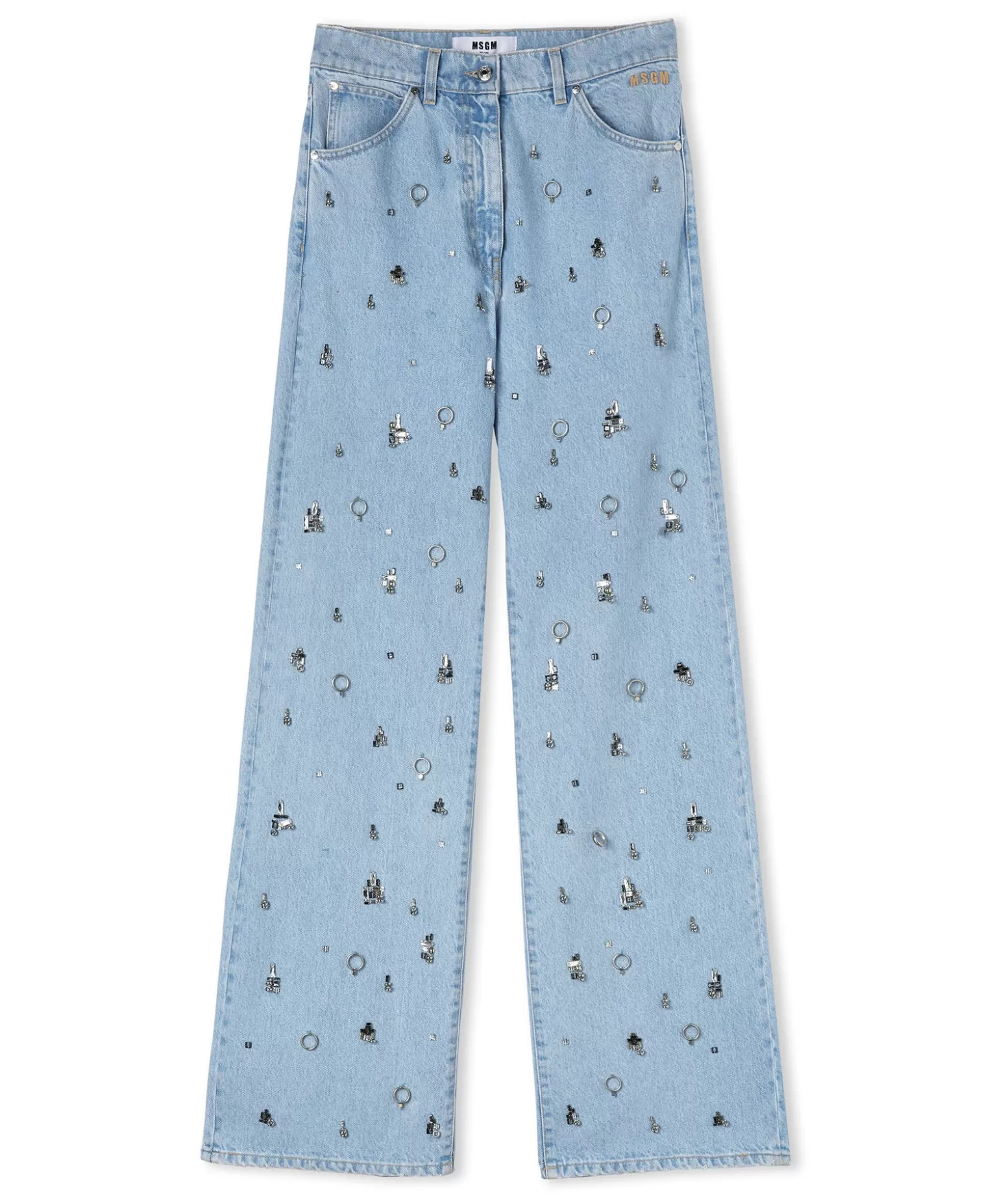 Donna MSGM Denim Taglio Straight Con Dettagli Gioiello Applicati