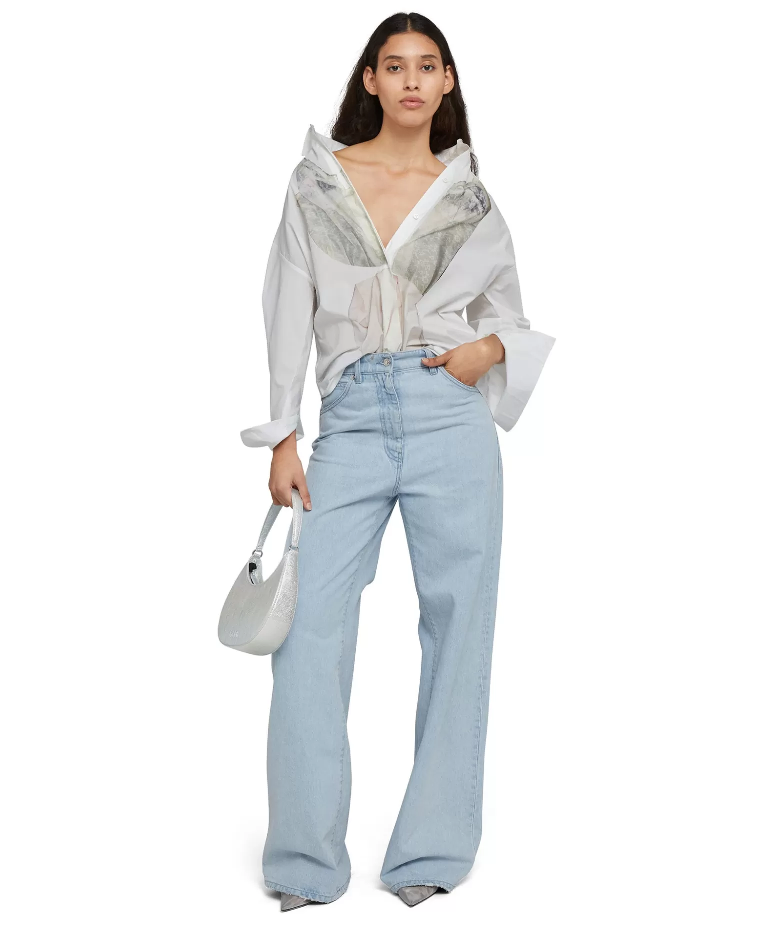 Donna MSGM Denim Taglio Straight Tinta Unita