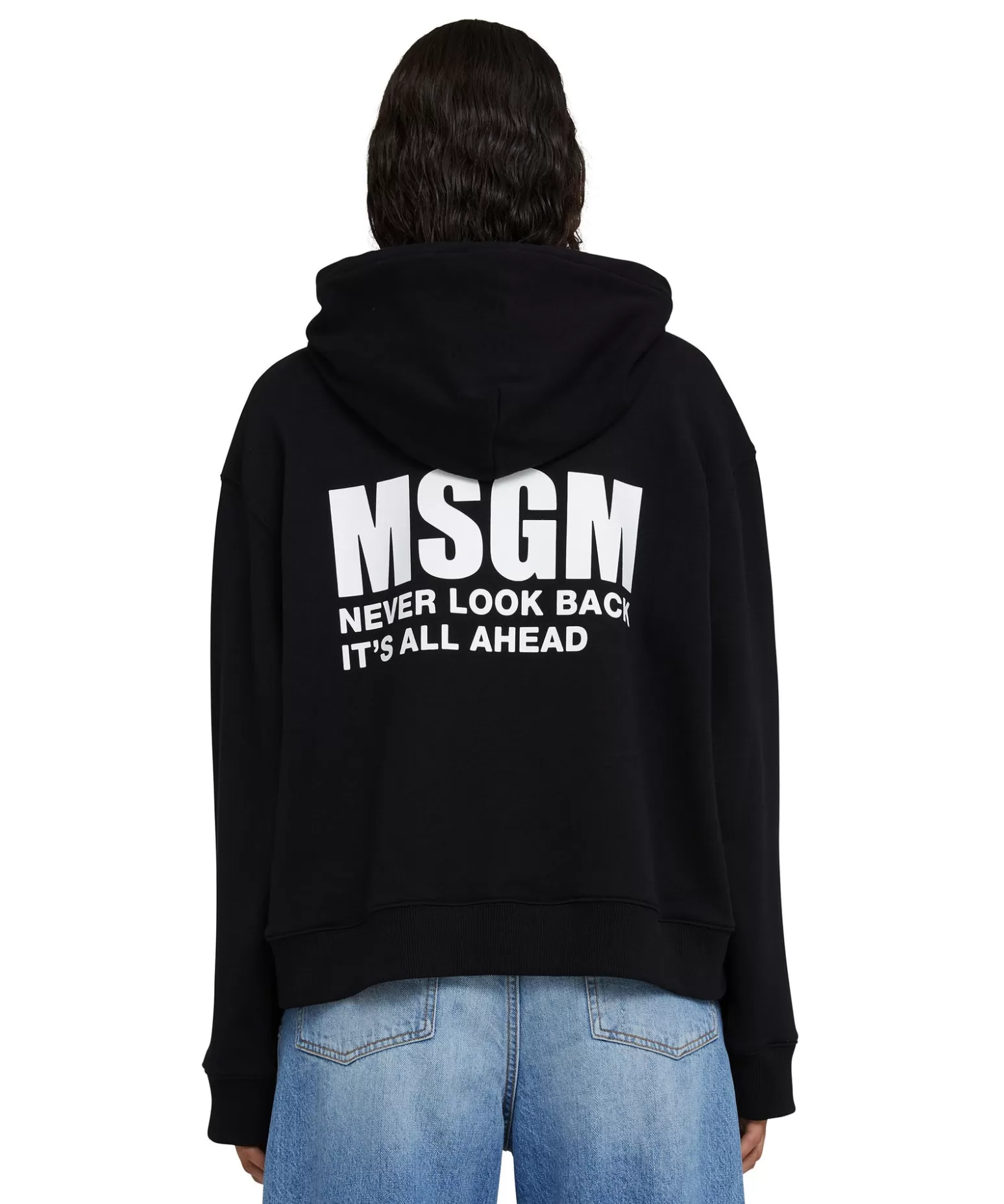 Donna MSGM Felpa Con Cappuccio In Cotone Con Logo E Quote