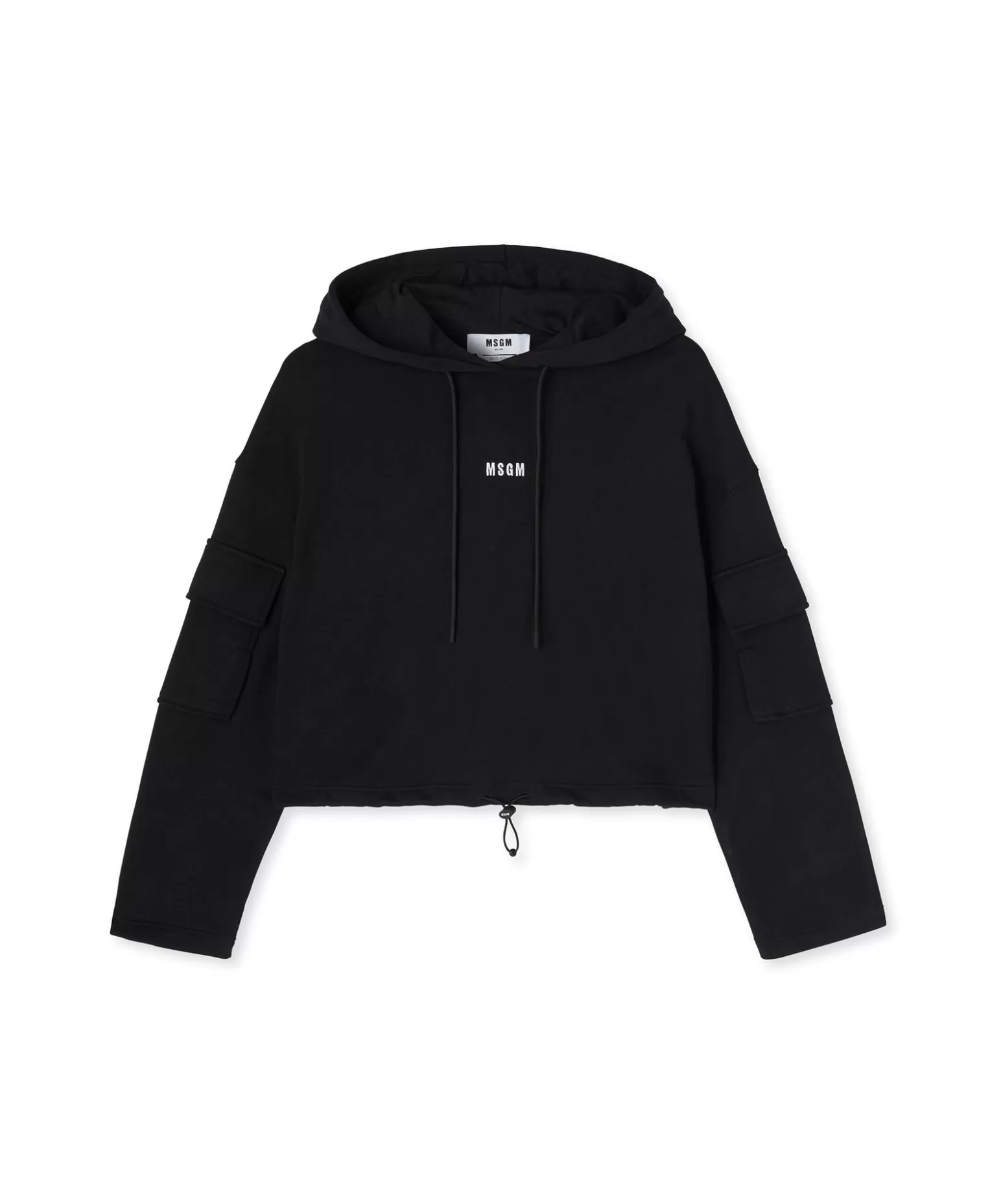 Donna MSGM Felpa Con Cappuccio In Cotone E Fondo Con Elastico Regolabile