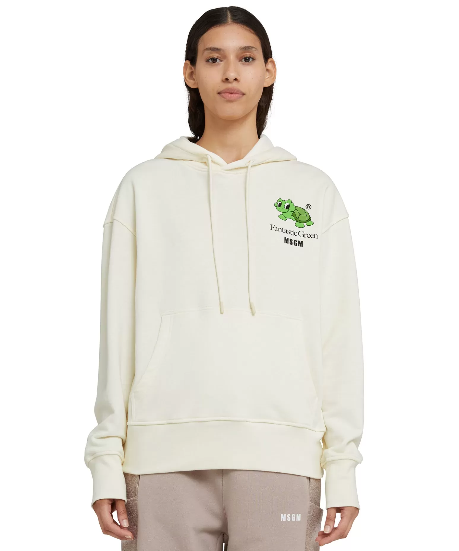 Donna MSGM Felpa Con Cappuccio In Cotone Organico Della Capsule Fantastic Gree