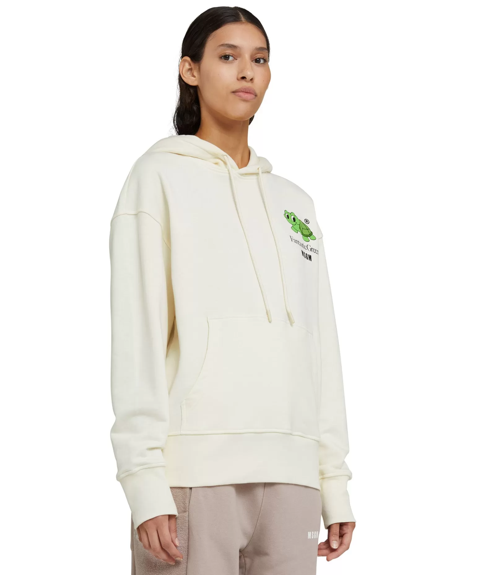 Donna MSGM Felpa Con Cappuccio In Cotone Organico Della Capsule Fantastic Gree